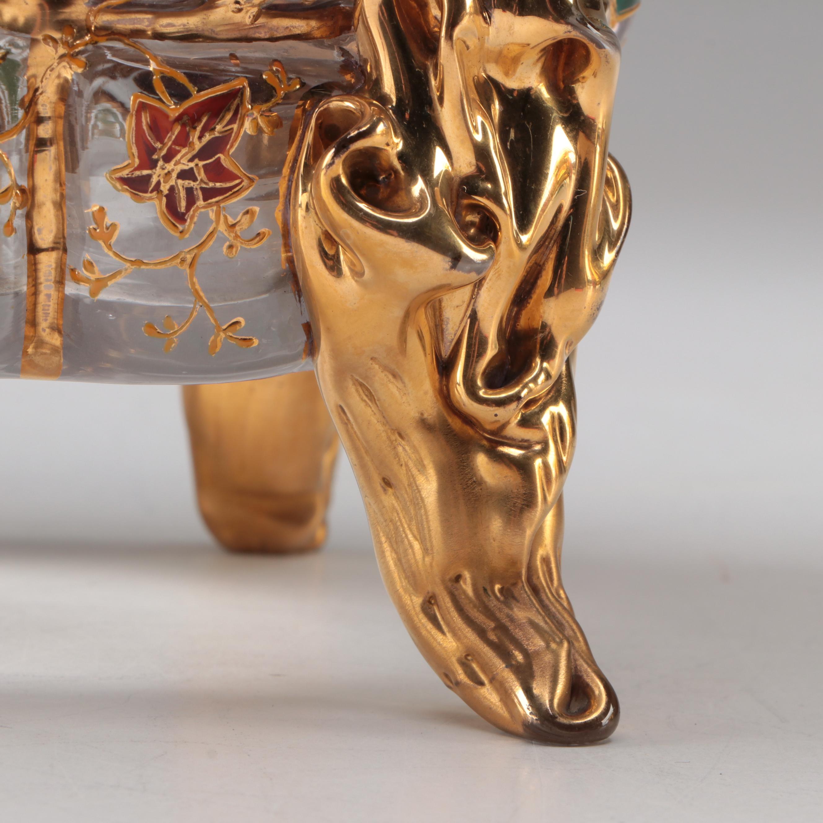 Moser Glass Vase with Enameled Insects and Leaves, Late 19th/Early 20th Century