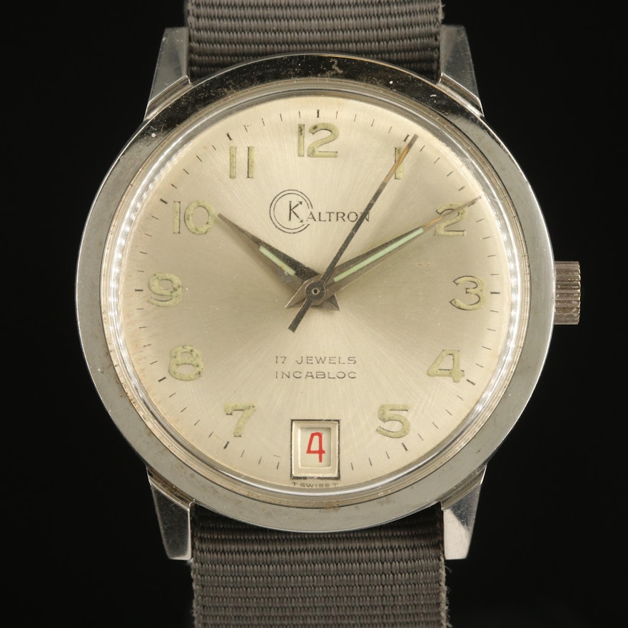 Swiss Kaltron with Date Stainless Steel Wristwatch