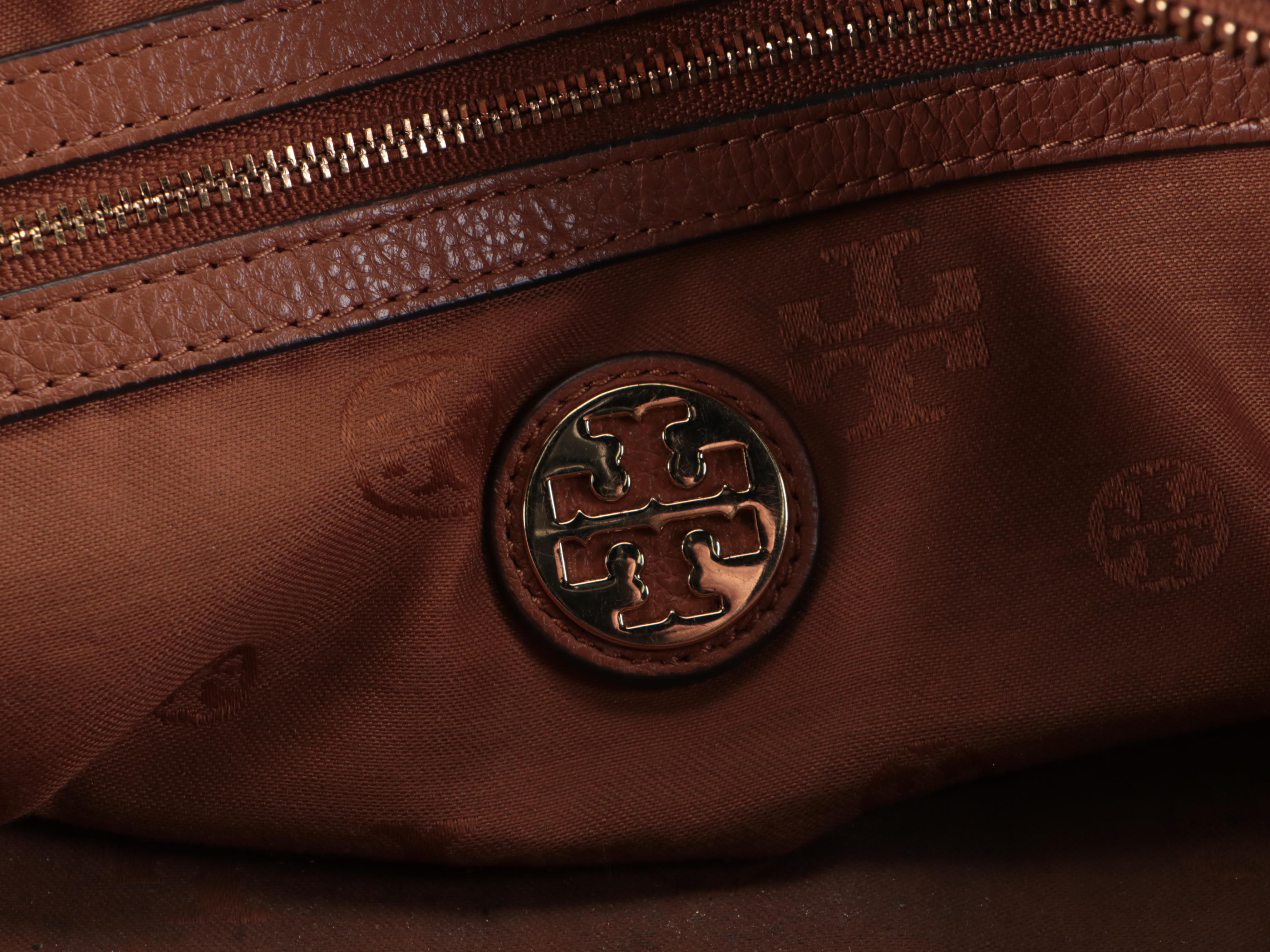 Tory Burch Brown Pebble Grain Leather Tassel Tote Bag