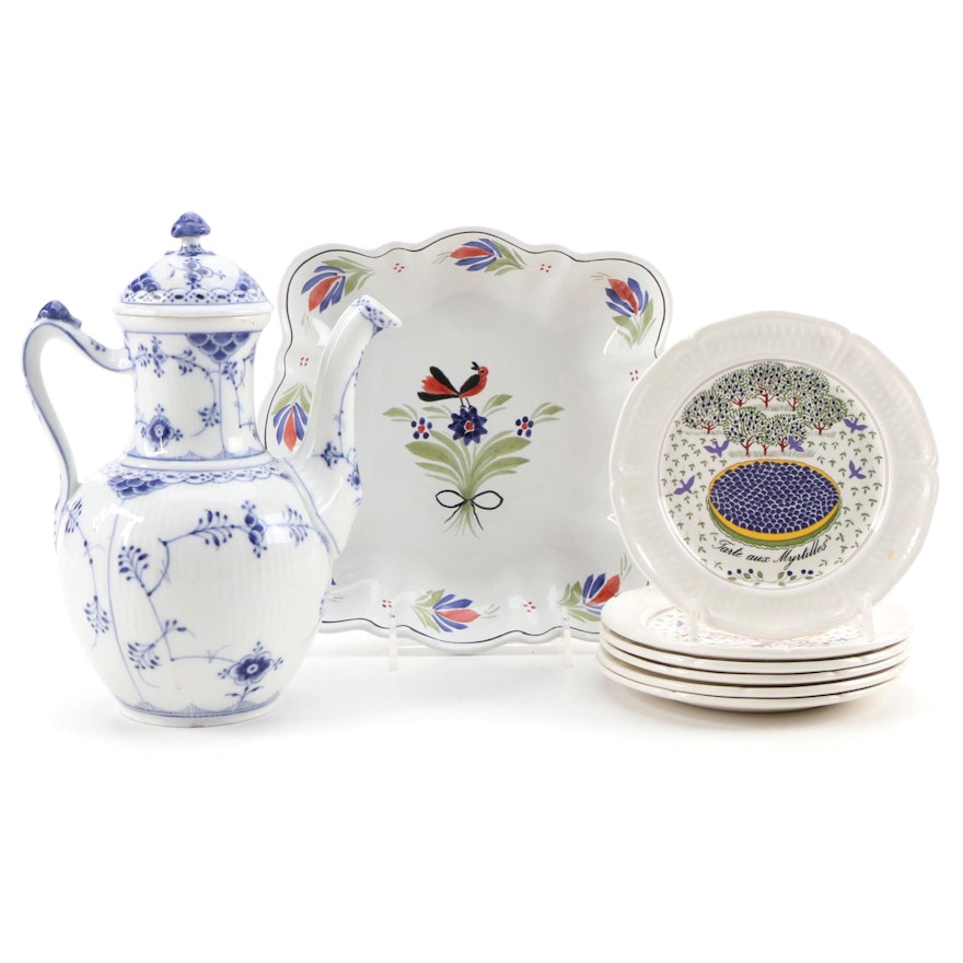 Henriot Quimper, Royal Copenhagen and Gien Faïence and Porcelain Serveware