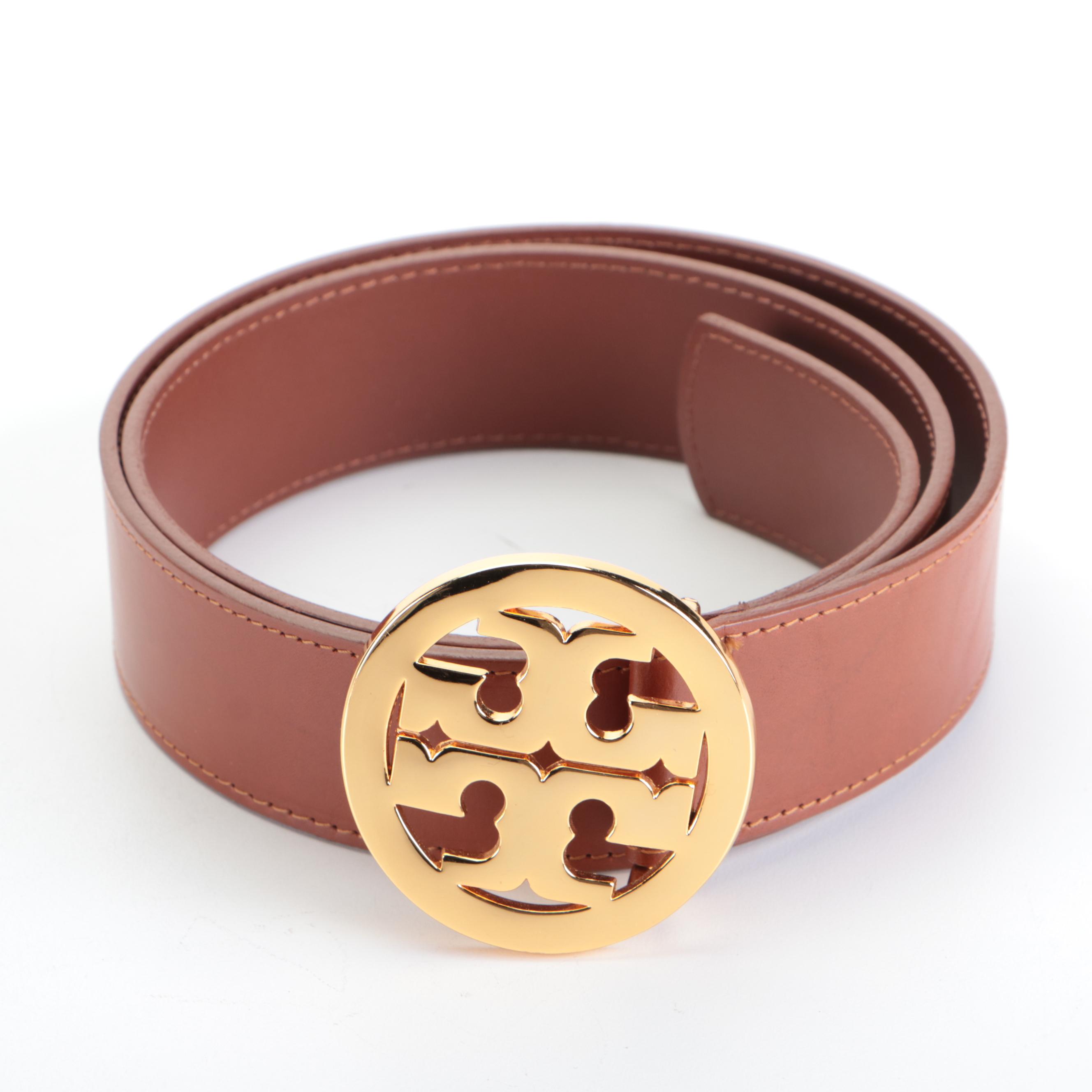 Tory Burch Metallic Fleck Ballet Flats and Logo Buckle Leather Belt