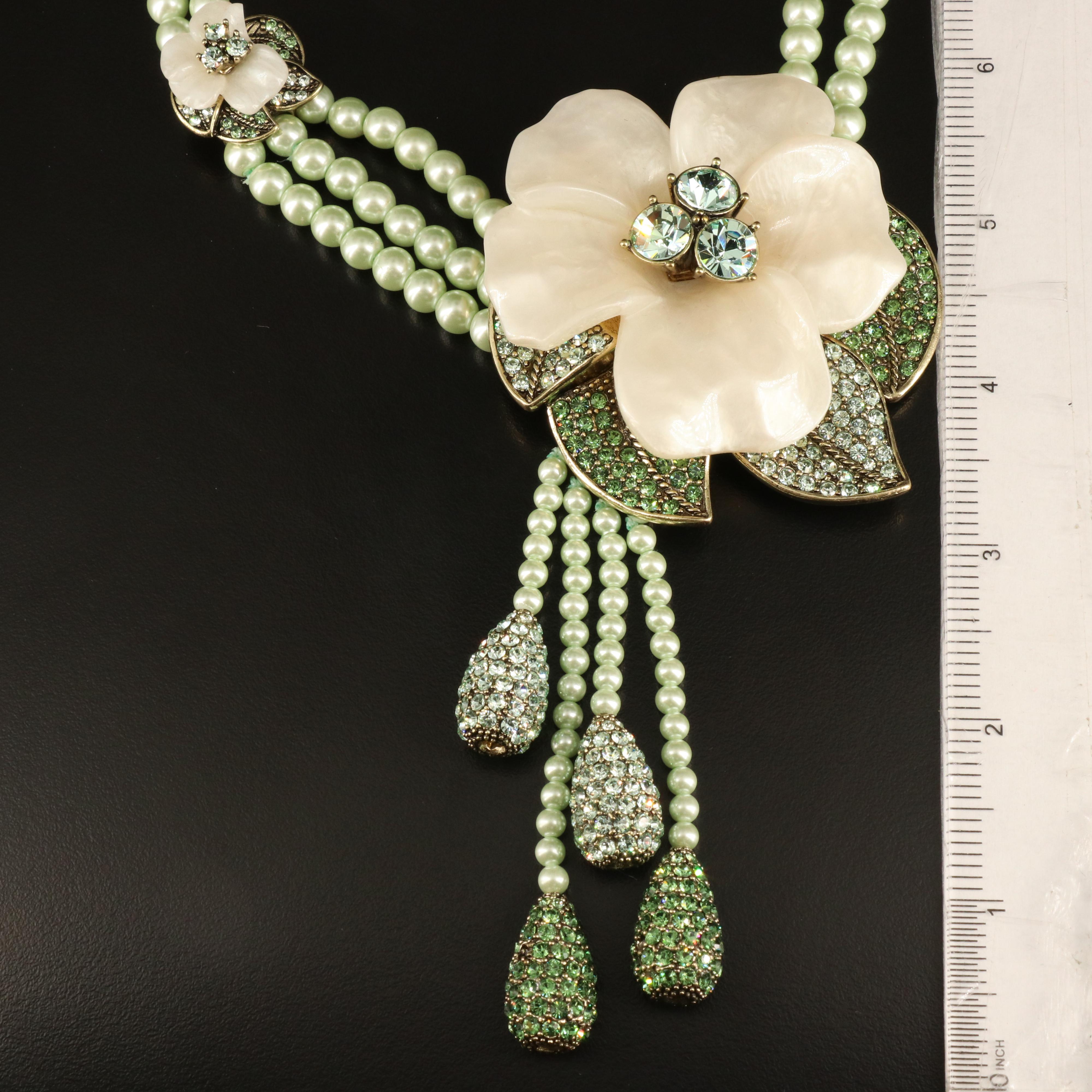 Heidi Daus "Glamorous Gardenia" Crystal and Resin Flower Necklace