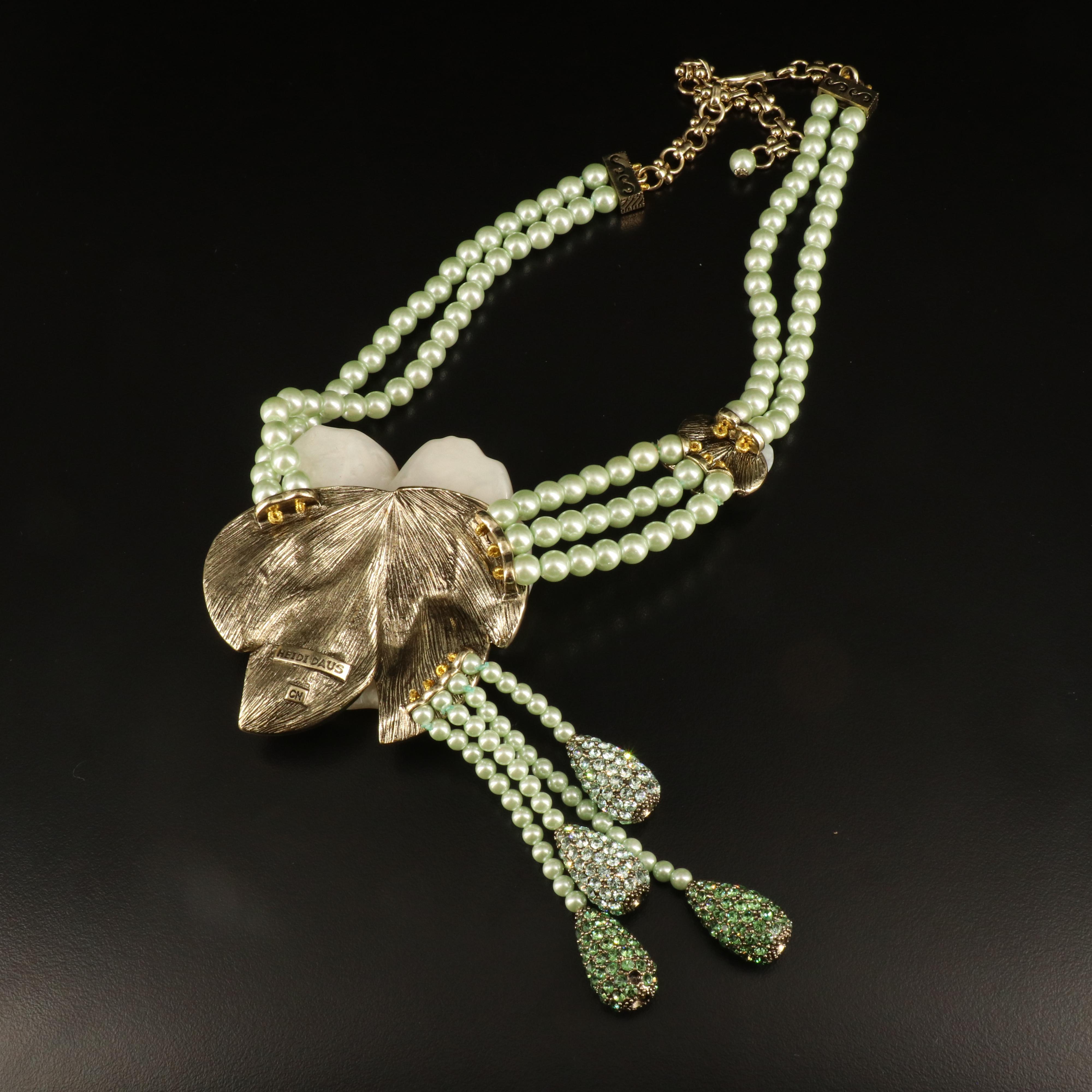 Heidi Daus "Glamorous Gardenia" Crystal and Resin Flower Necklace