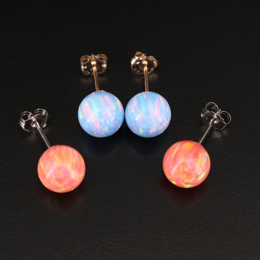 14K Opal Stud Earrings