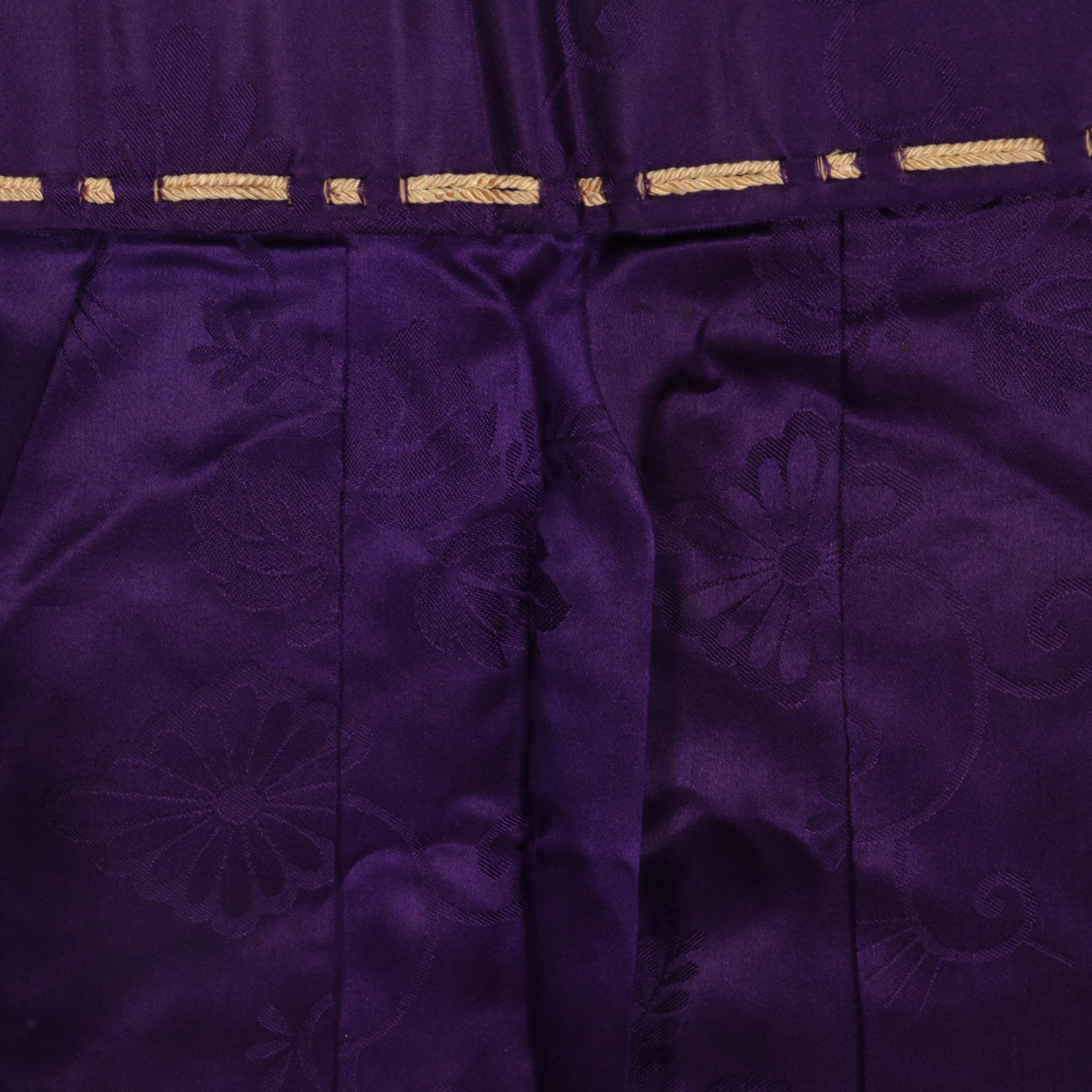 Floral Silk Traditional Tattsuke-Bakama Samurai Pants, Late Edo Period