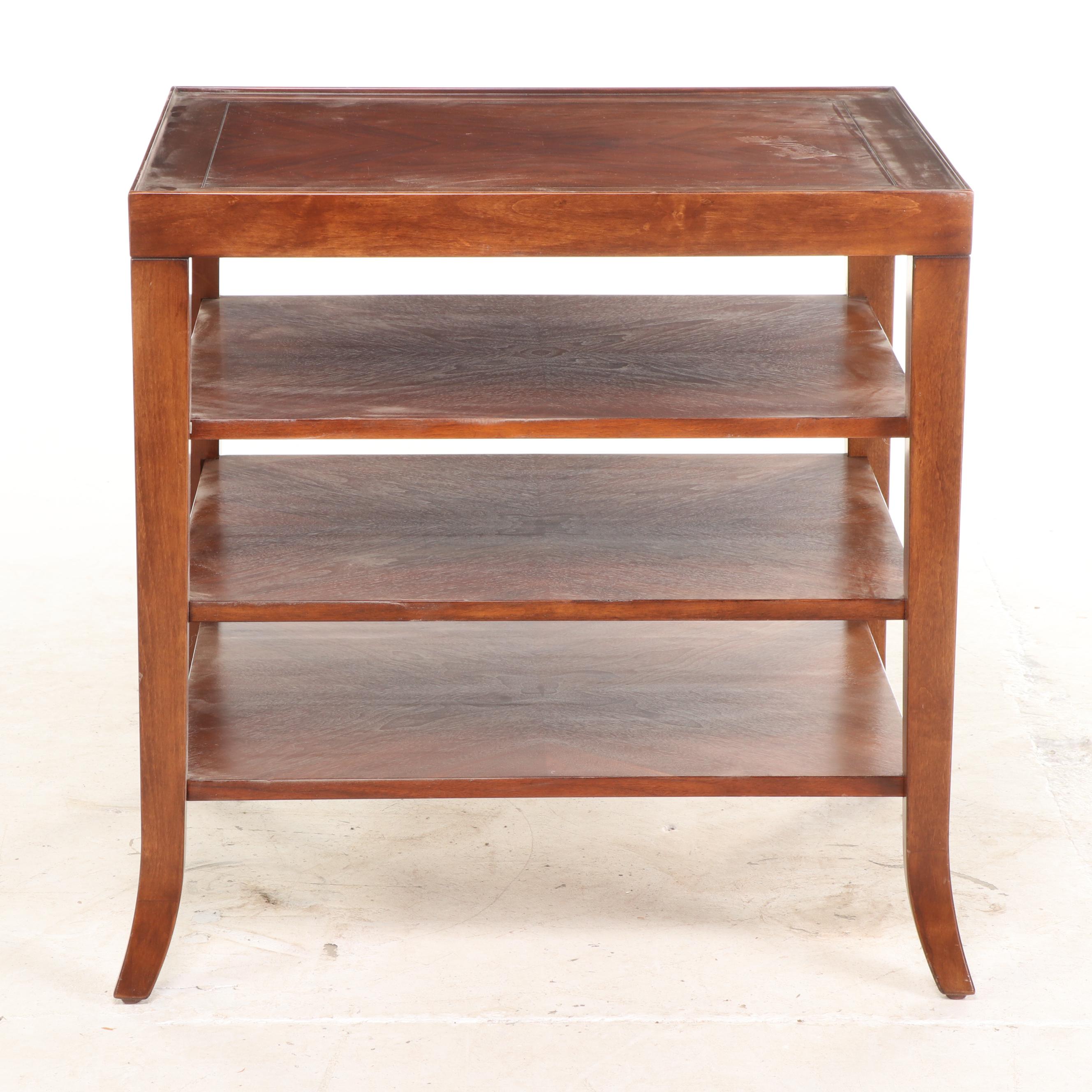 Stanley Furniture Walnut Four-Tier Side Table