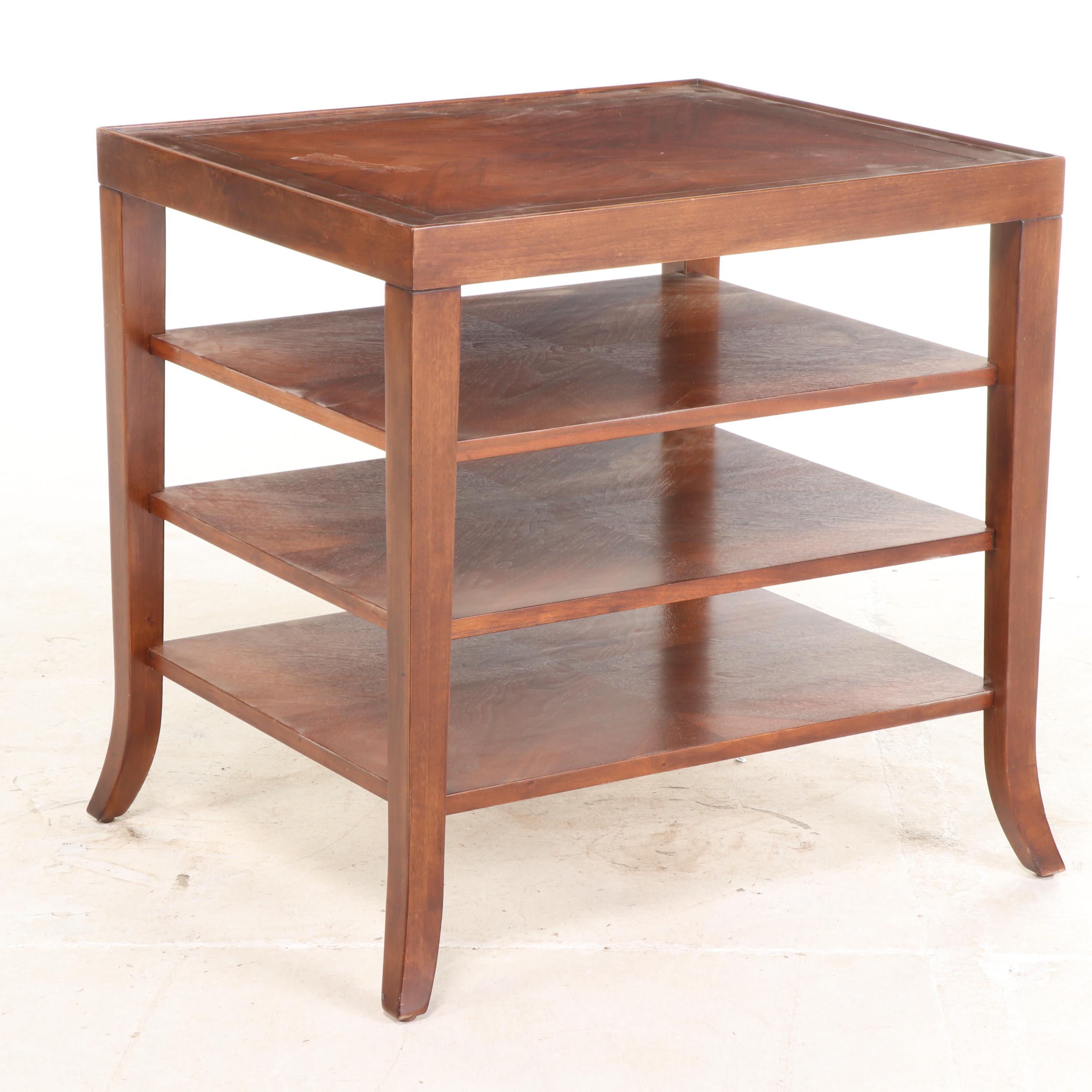 Stanley Furniture Walnut Four-Tier Side Table