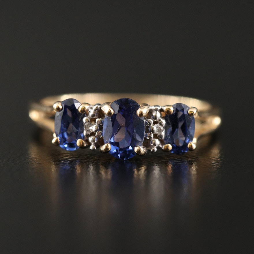 10K Sapphire and Diamond Ring