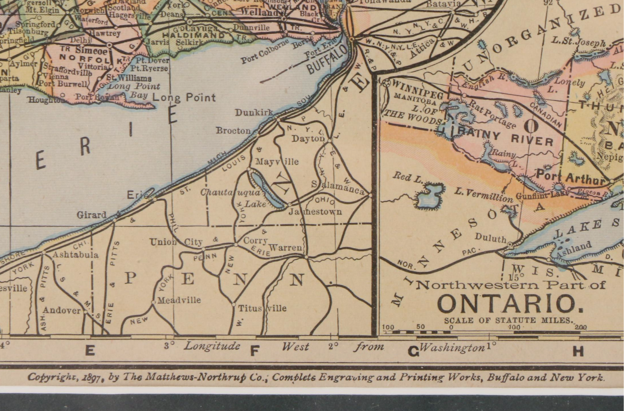 Matthews-Northrup Co. Wax Engraving "Map of Ontario," circa 1902