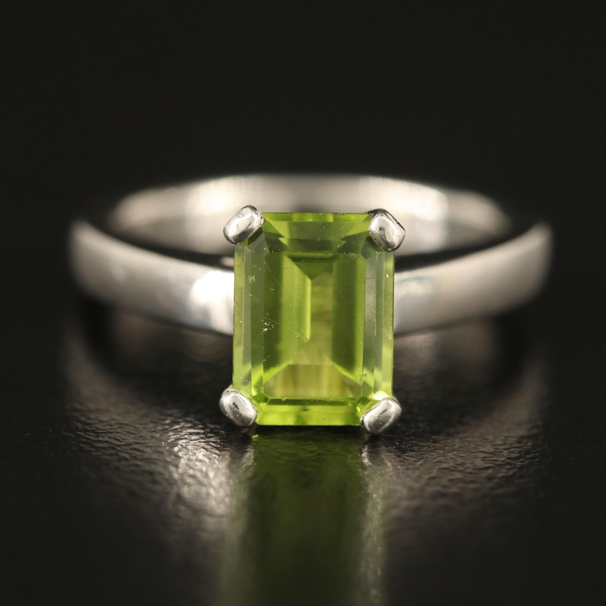 Platinum Peridot Solitaire Ring