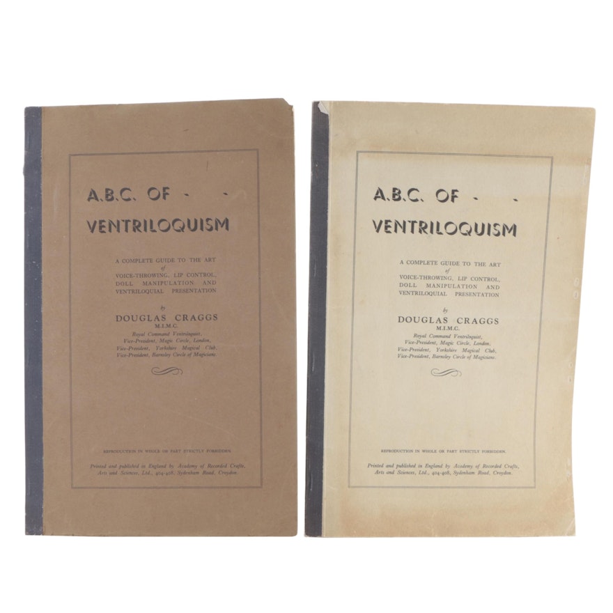 Illustrated "A.B.C. of Ventriloquism" Guides by Douglas Craggs, Mid-20th Century