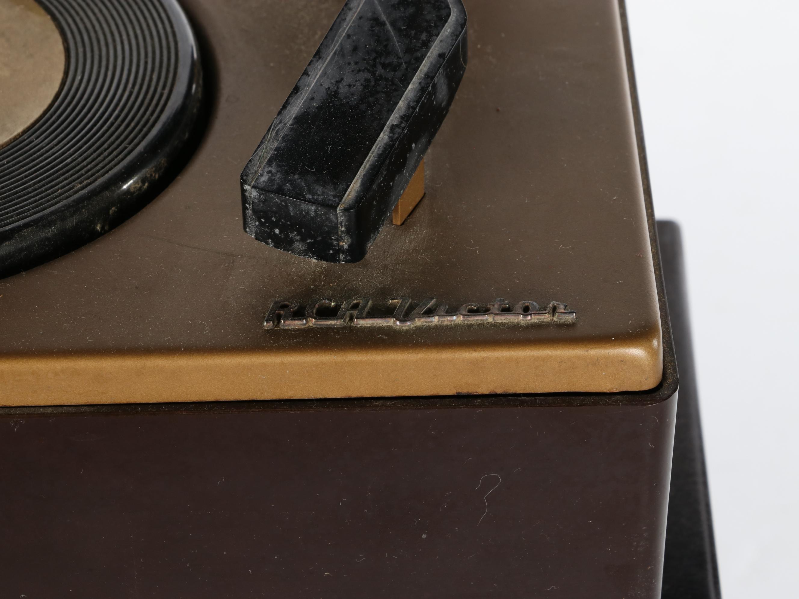 RCA Victor 45-J-9 Portable 45 RPM Record Player with Records