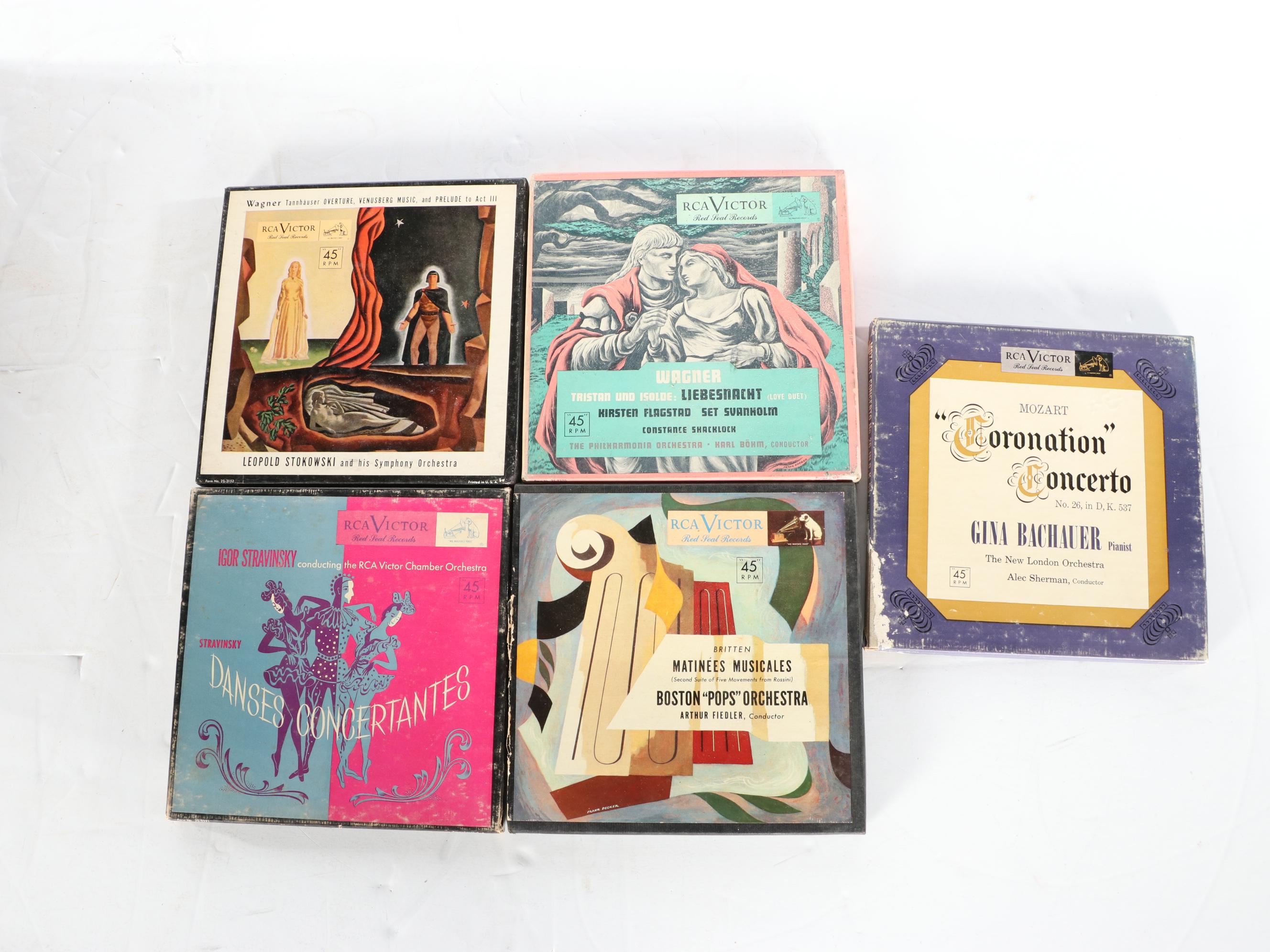 RCA Victor 45-J-9 Portable 45 RPM Record Player with Records