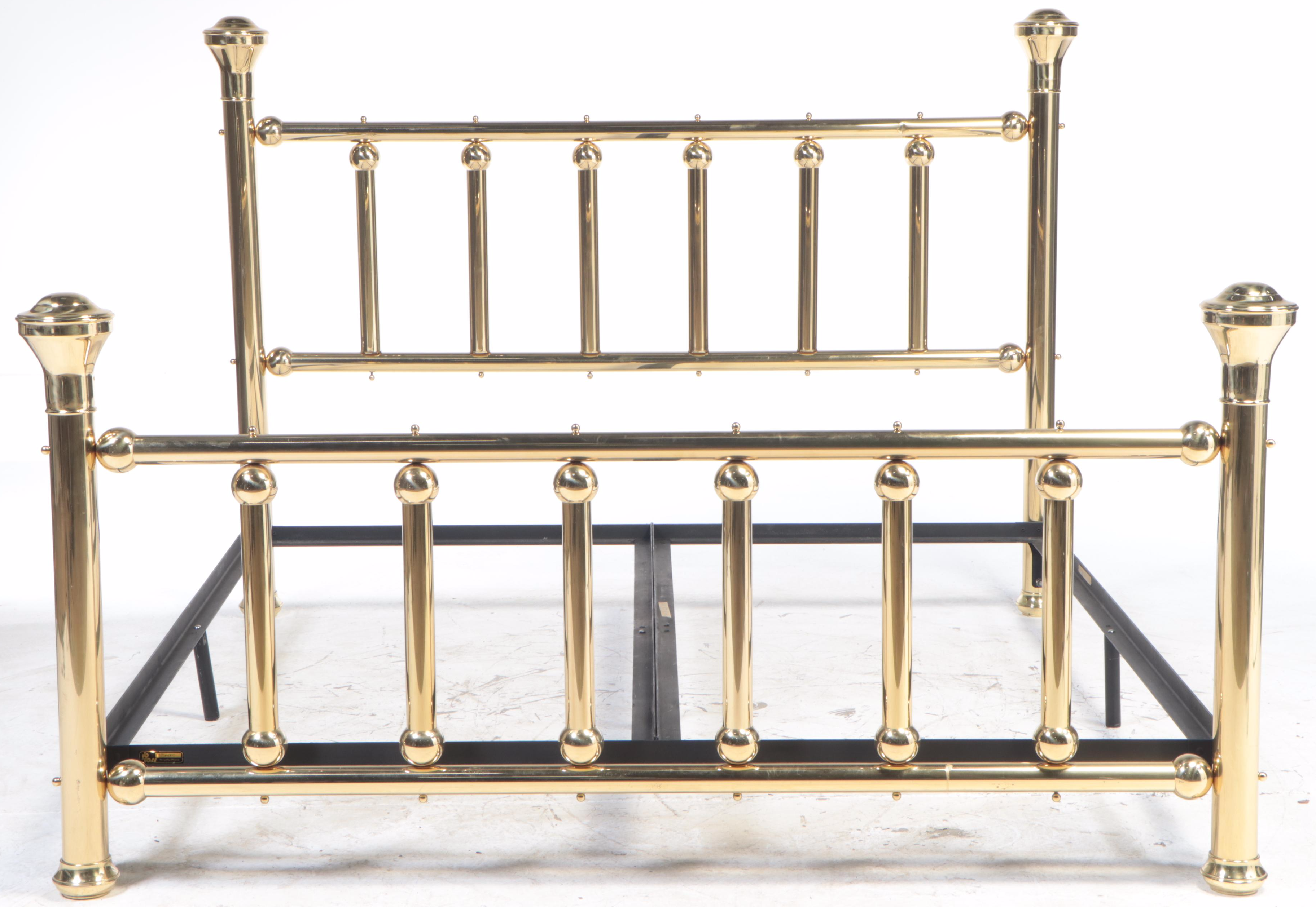 J.B. Ross Brass King Size Bed Frame, Late 20th Century