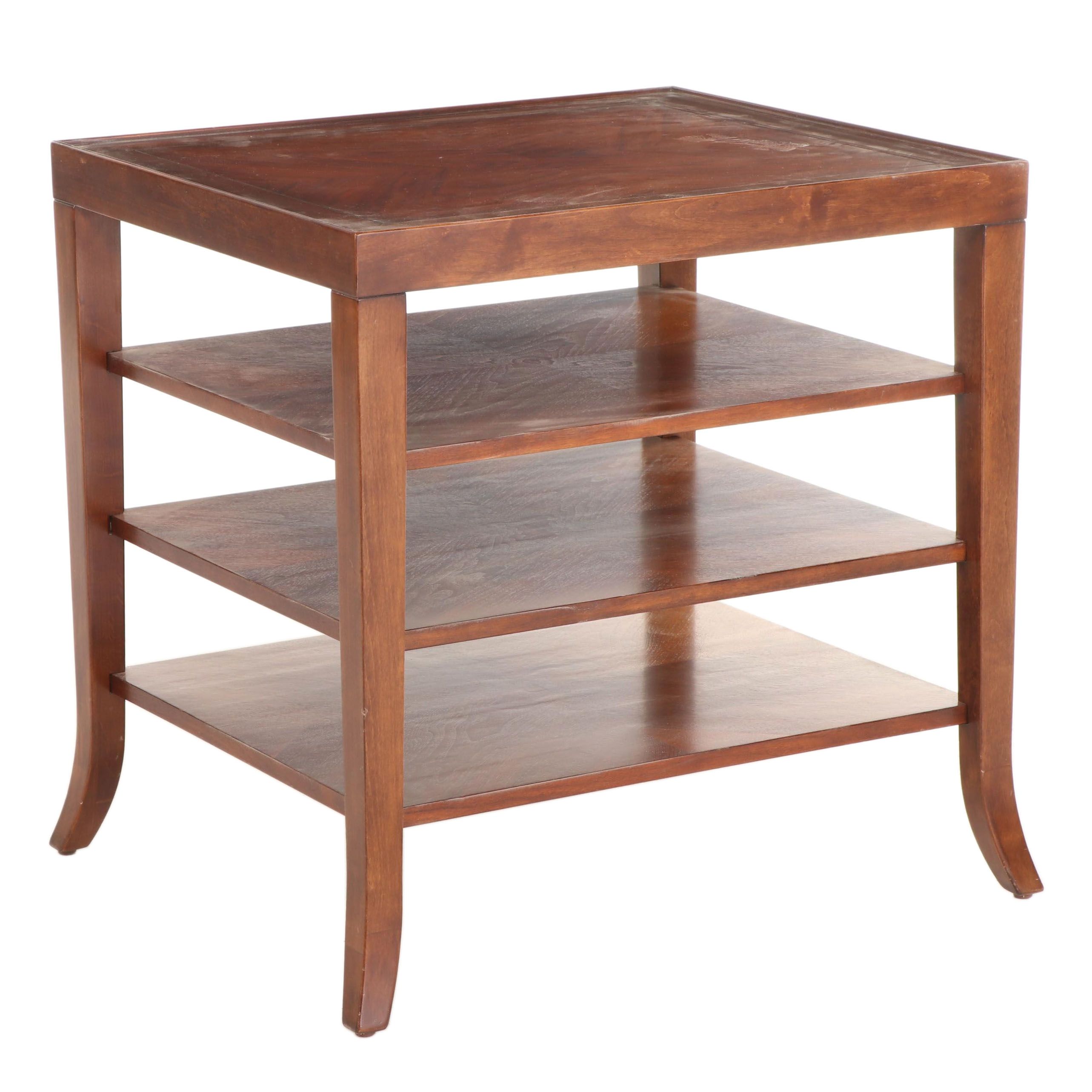 Stanley Furniture Walnut Four-Tier Side Table