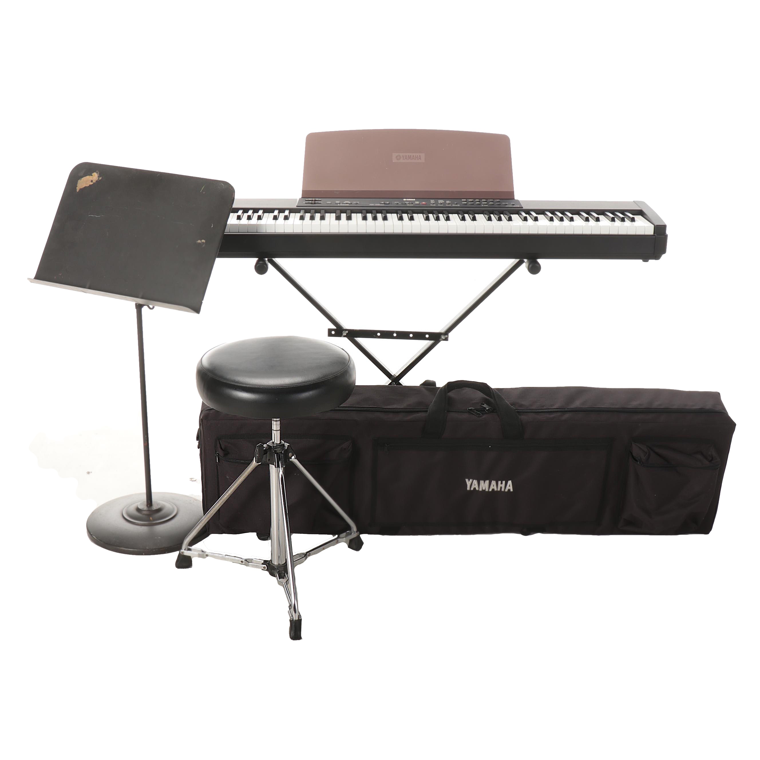 Yamaha P-80 88-Key Electric Piano Keyboard with Stand, Carrying Case and Seat