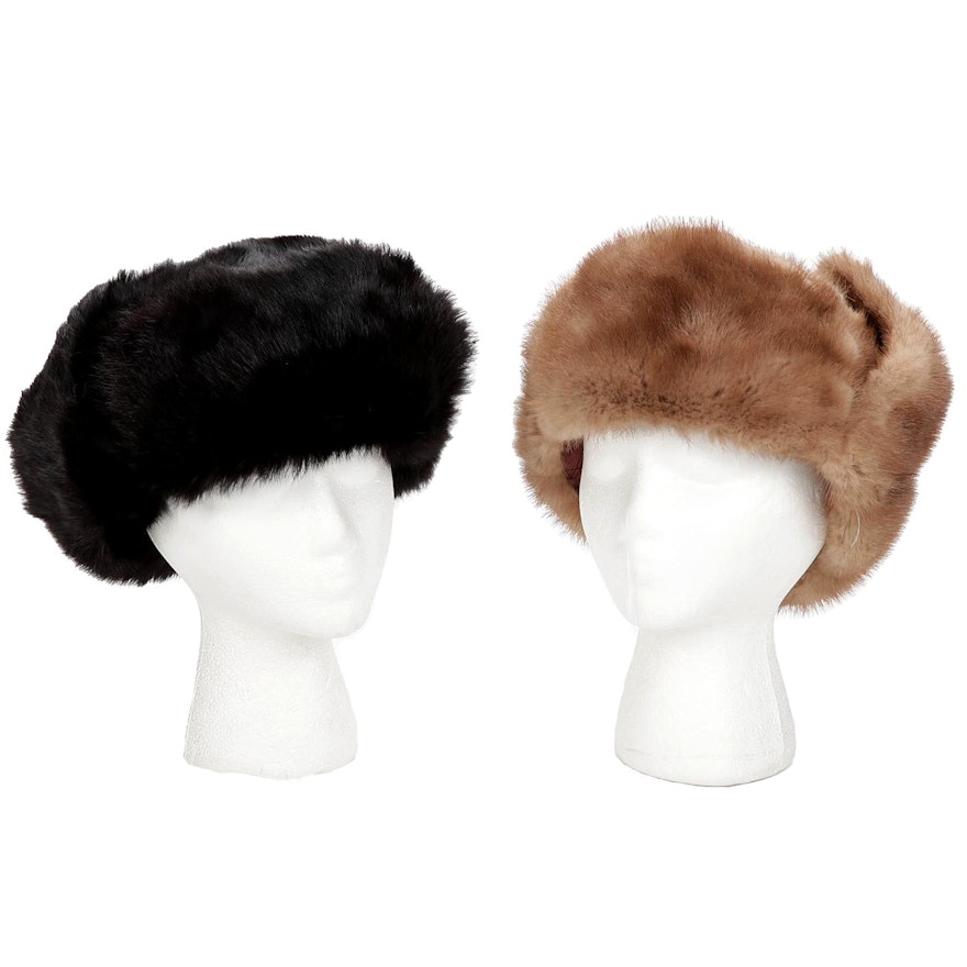 Lithuanian Rabbit Fur and Russian Mink Fur Ushanka Hats