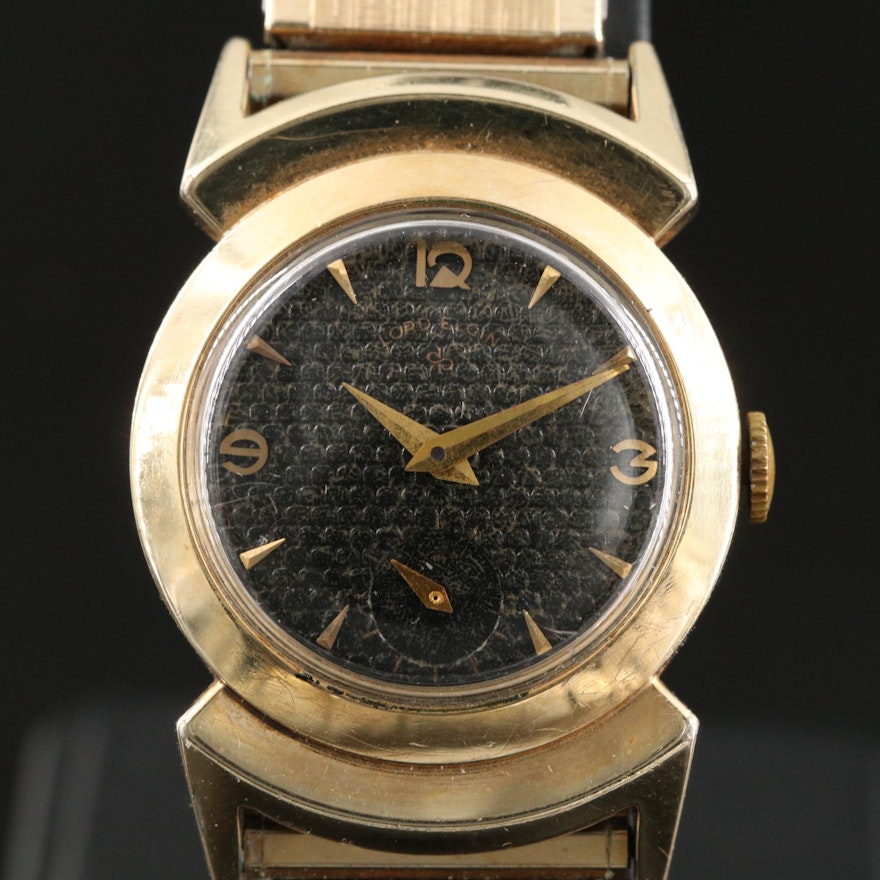 Vintage Elgin "Black/Golden Knight 14K Gold Filled Wristwatch