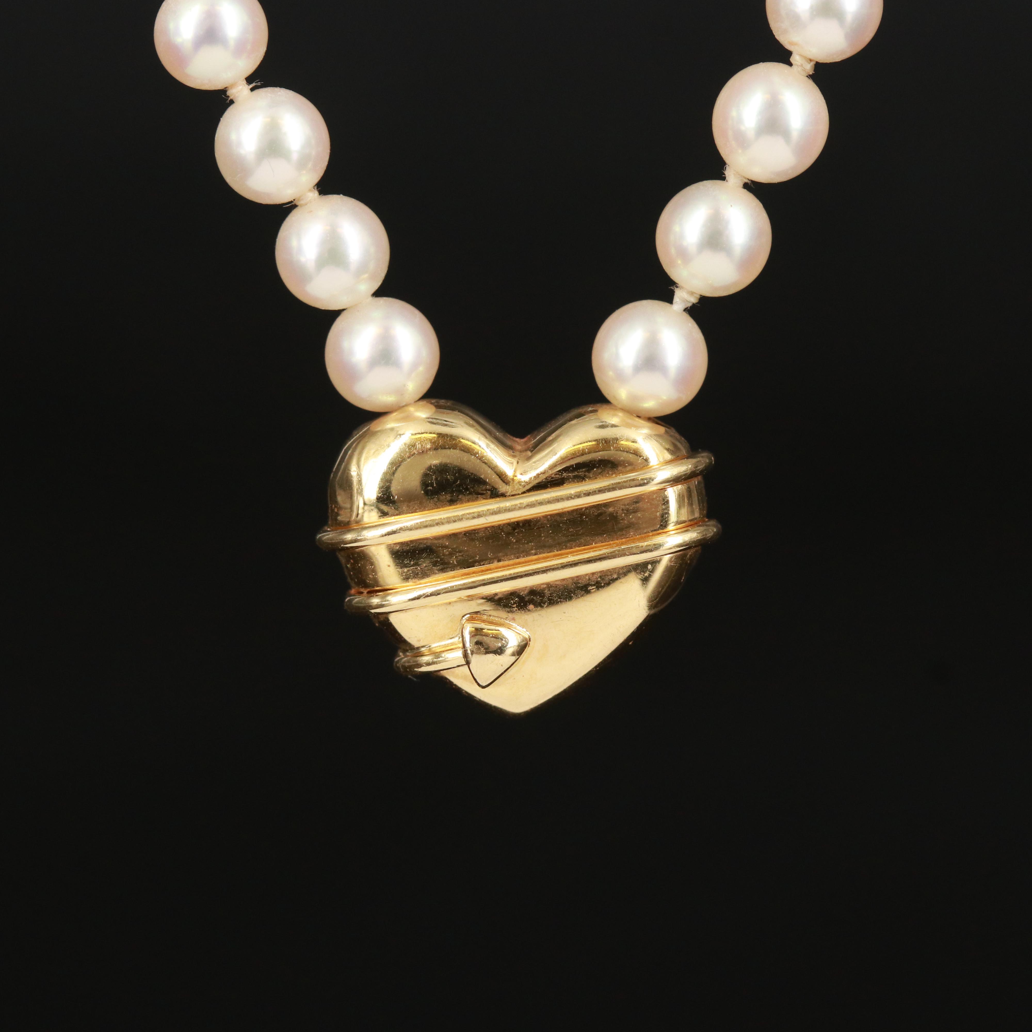 Vintage Tiffany & Co. 18K Cupid's Arrow Heart Pearl Necklace