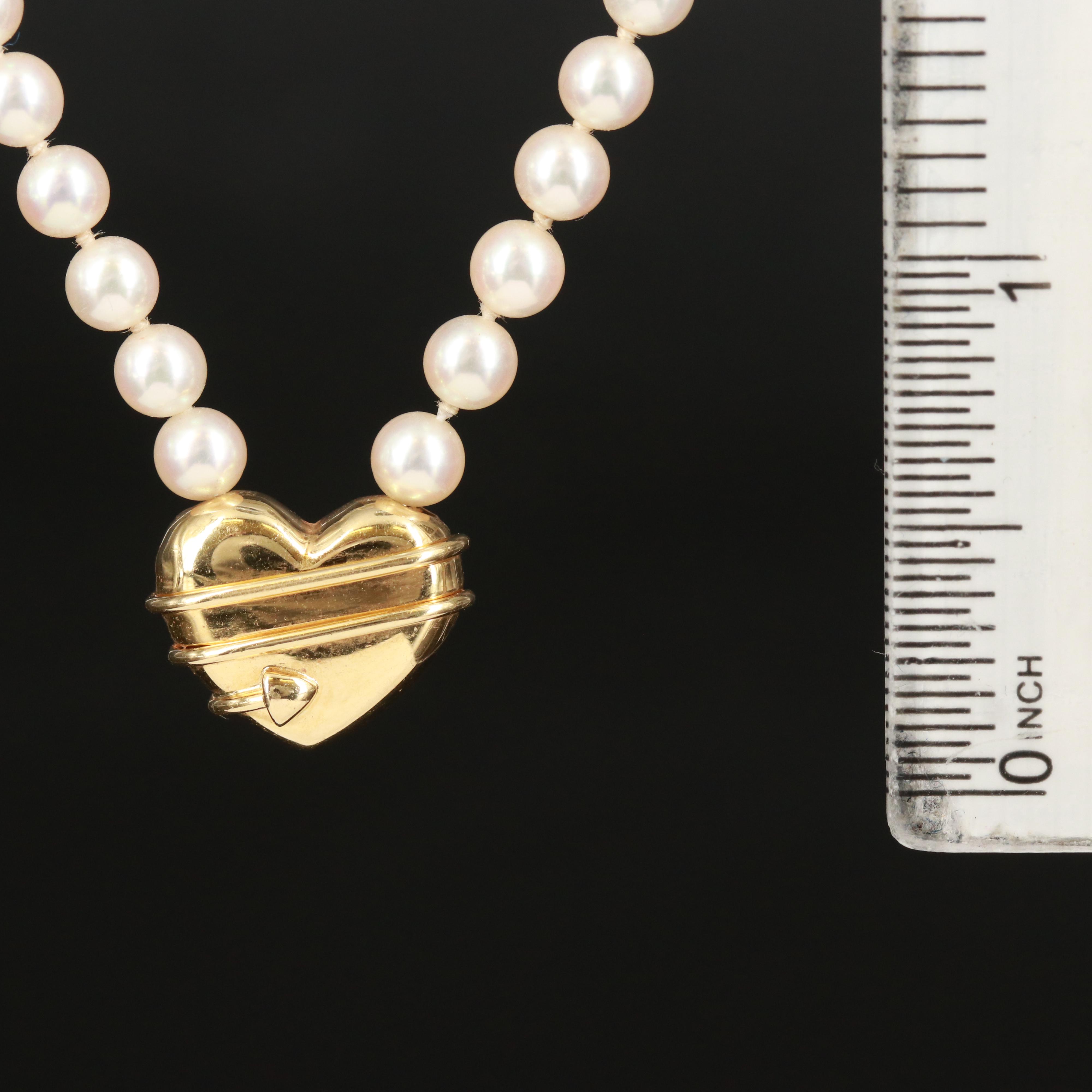Vintage Tiffany & Co. 18K Cupid's Arrow Heart Pearl Necklace