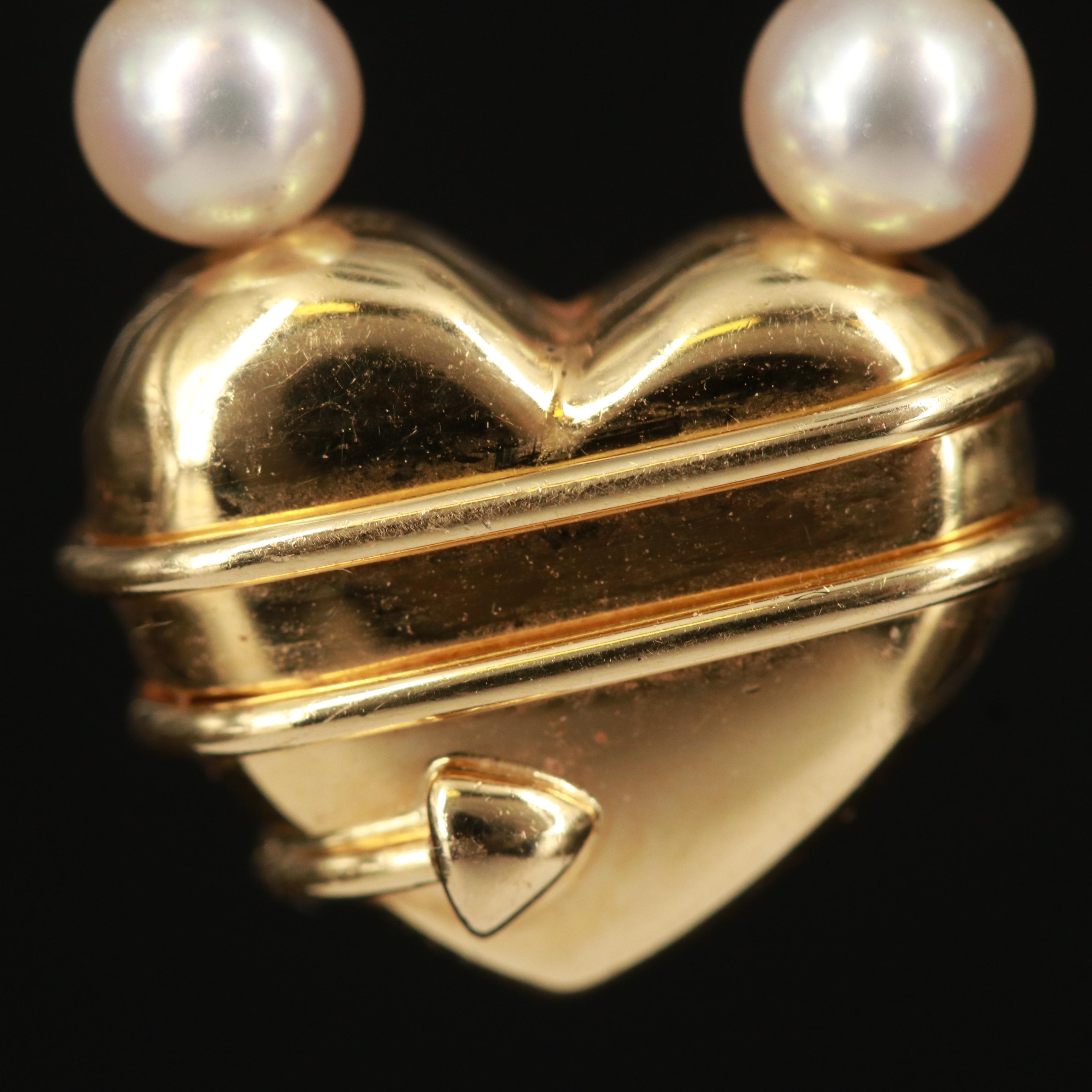 Vintage Tiffany & Co. 18K Cupid's Arrow Heart Pearl Necklace