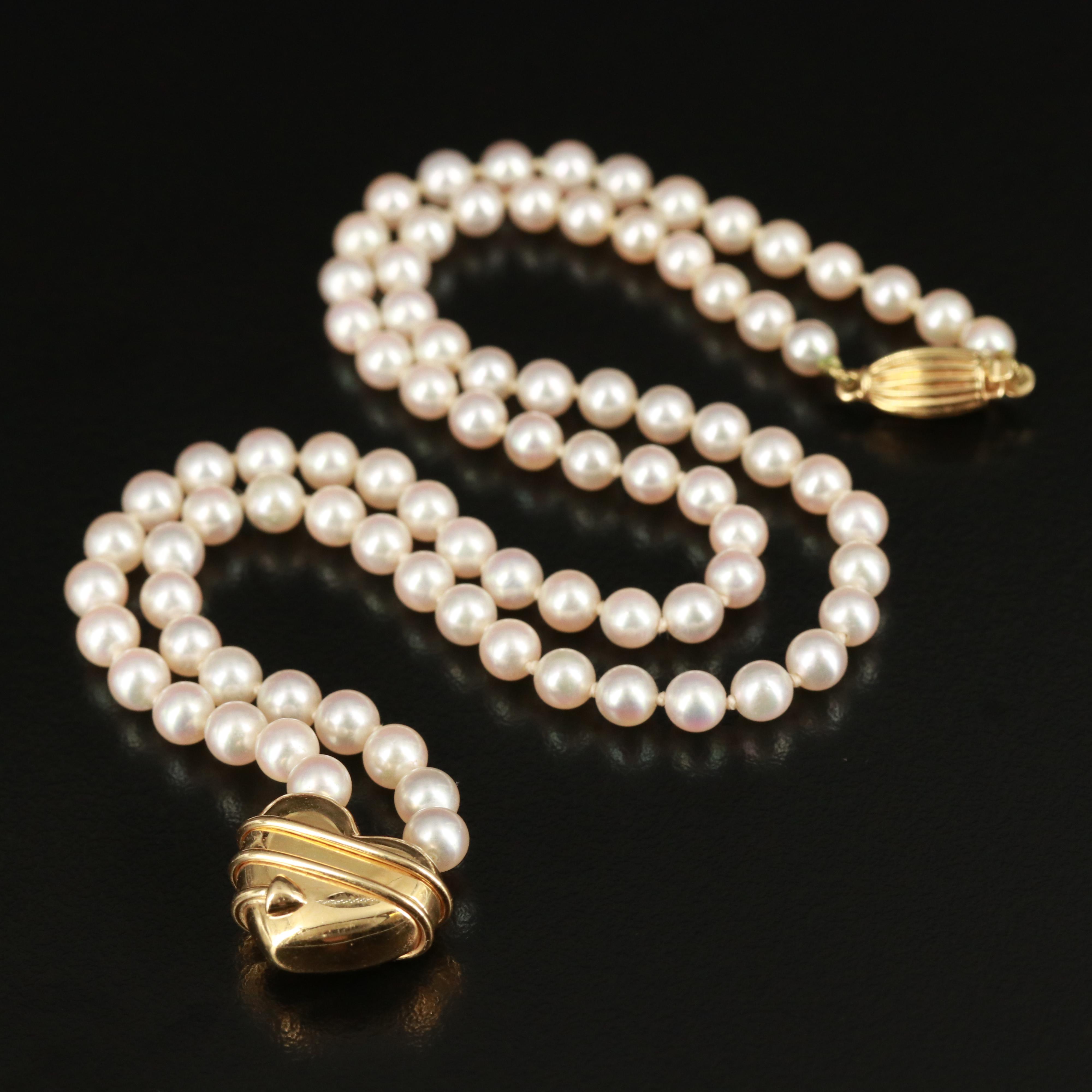 Vintage Tiffany & Co. 18K Cupid's Arrow Heart Pearl Necklace