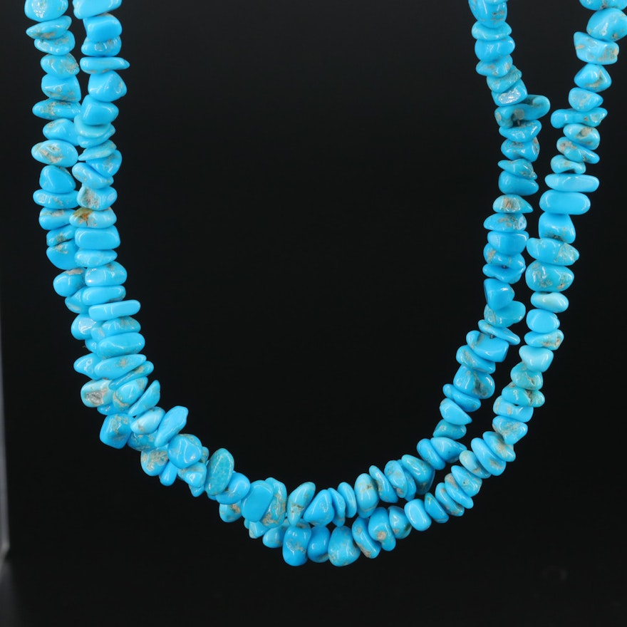 Turquoise Nugget Necklace with Sterling Clasp