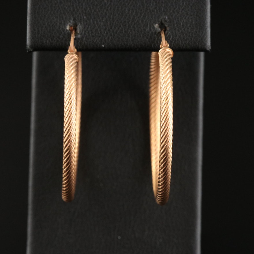 Italian 14K Rose Gold Braided Hoop Earrings
