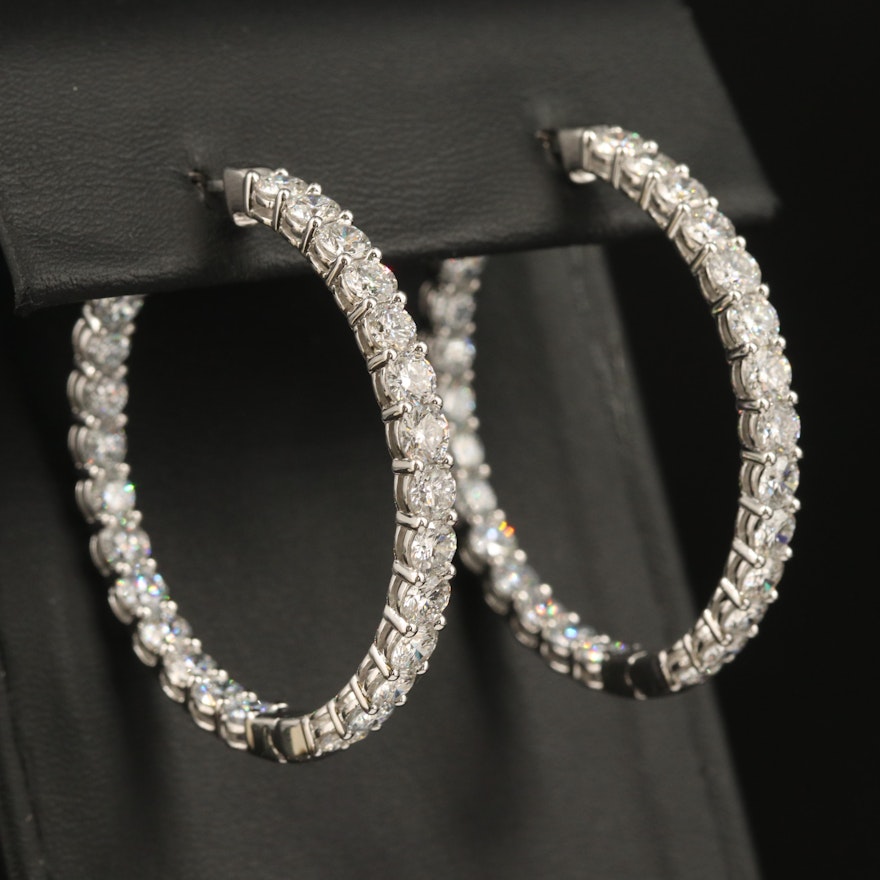 14K 10.00 CTW Diamond Inside-Out Hoop Earrings