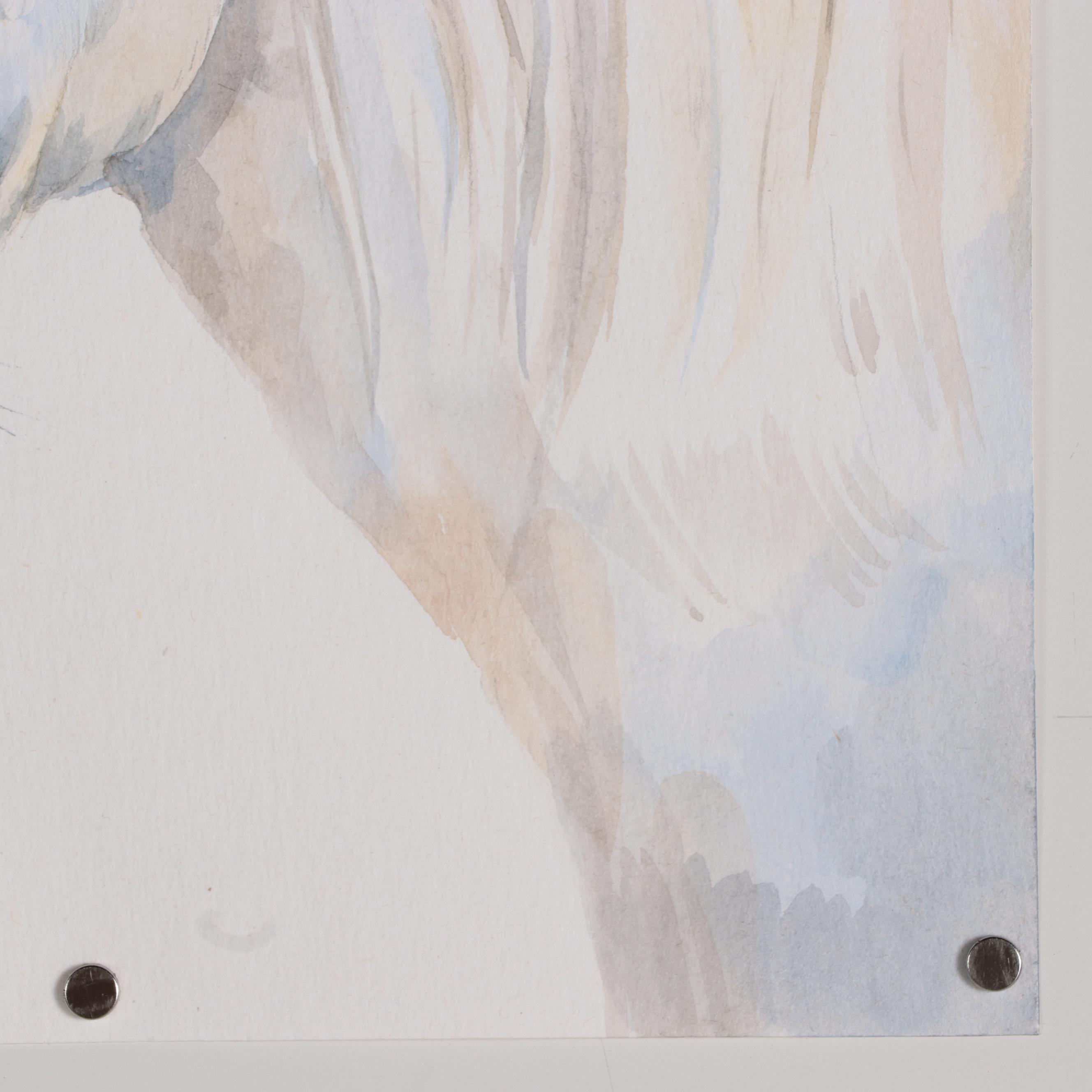 Ganna Melnychenko Watercolor Painting "White Horse Portrait," 2021