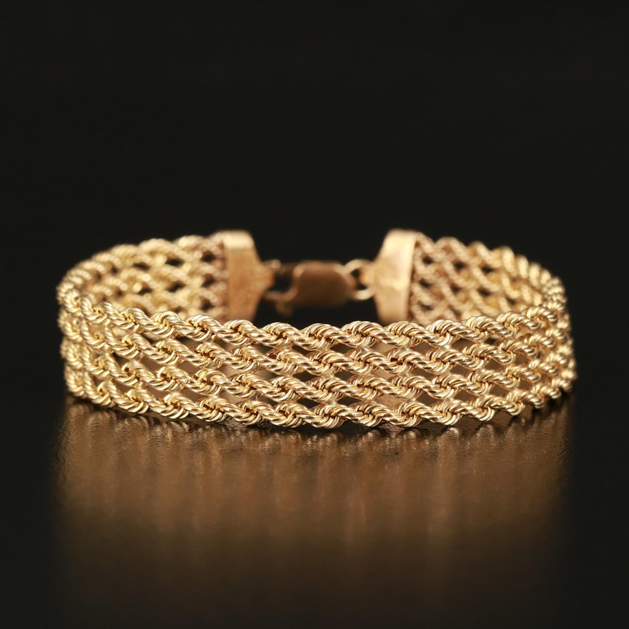 10K Multi-Row Rope Chain Bracelet