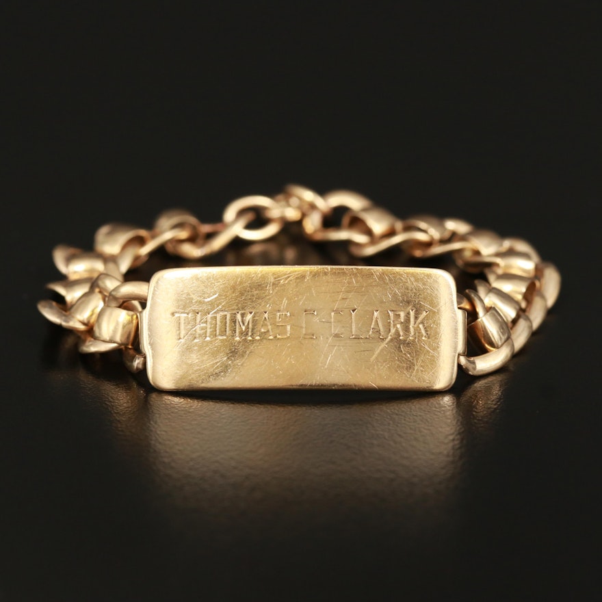 Vintage 14K Identification Bar Bracelet