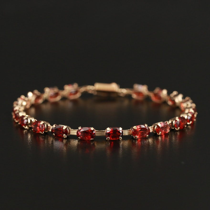 10K Garnet Line Bracelet