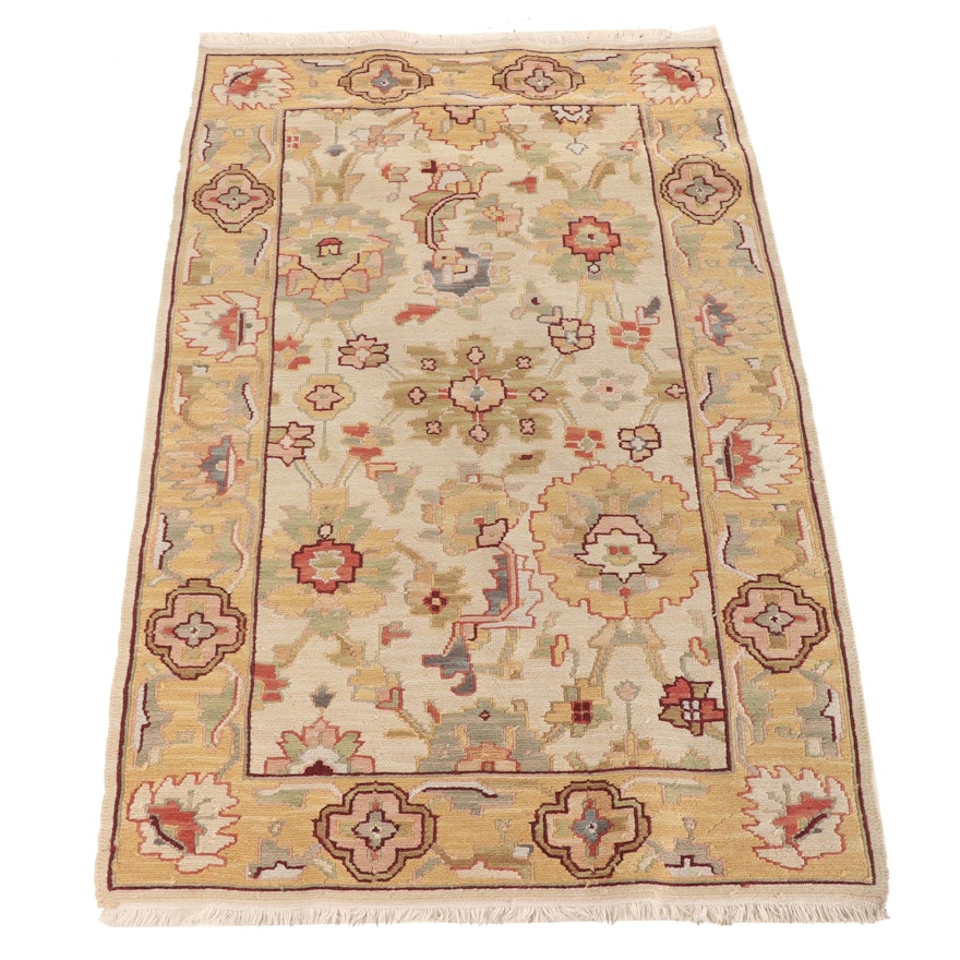 3'2 x 5'3 Handwoven Indian Floral Soumak Area Rug