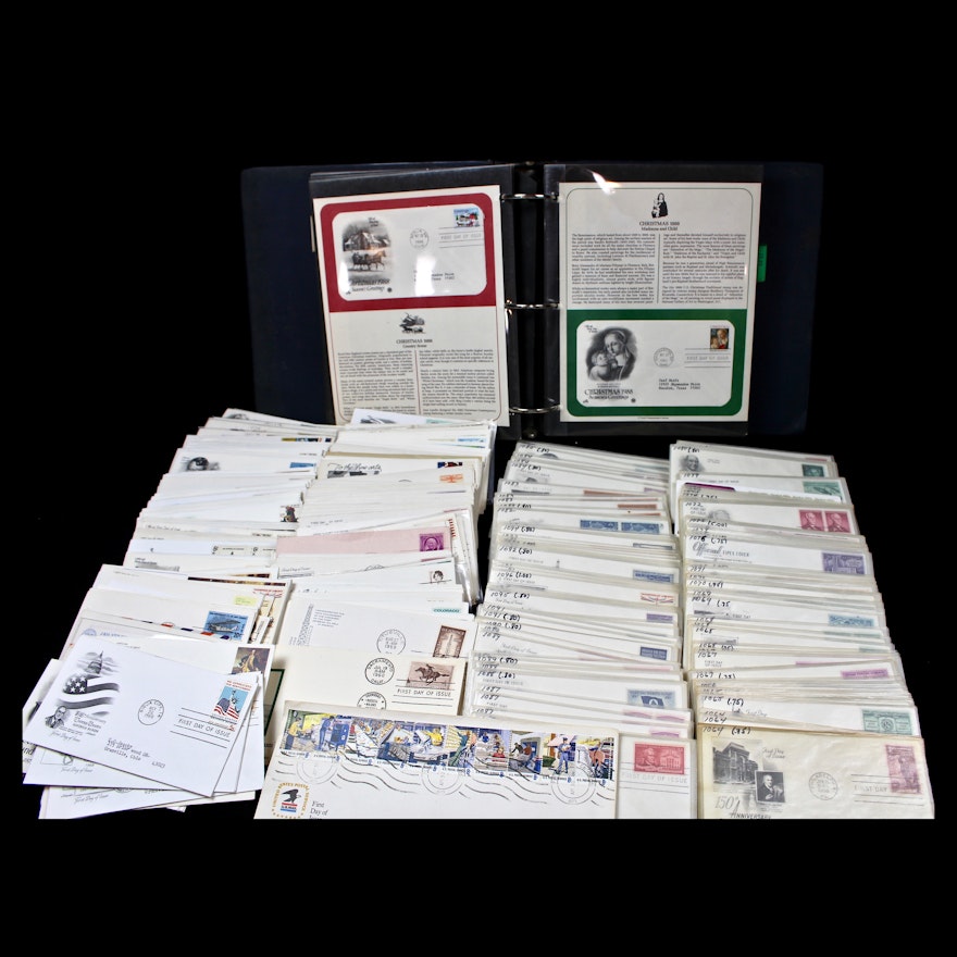 350 US First Day Covers with Cachets and 46 Postal Commemorative Covers