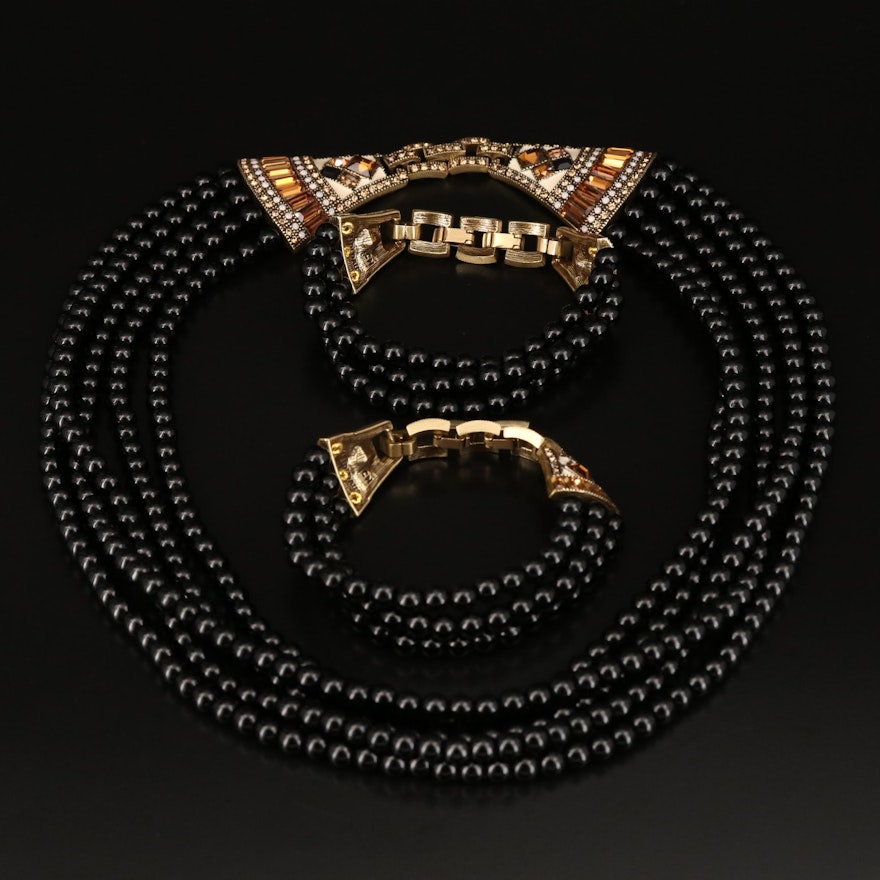 Heidi Daus "Deco Master" Crystal Bracelet and Necklace Set