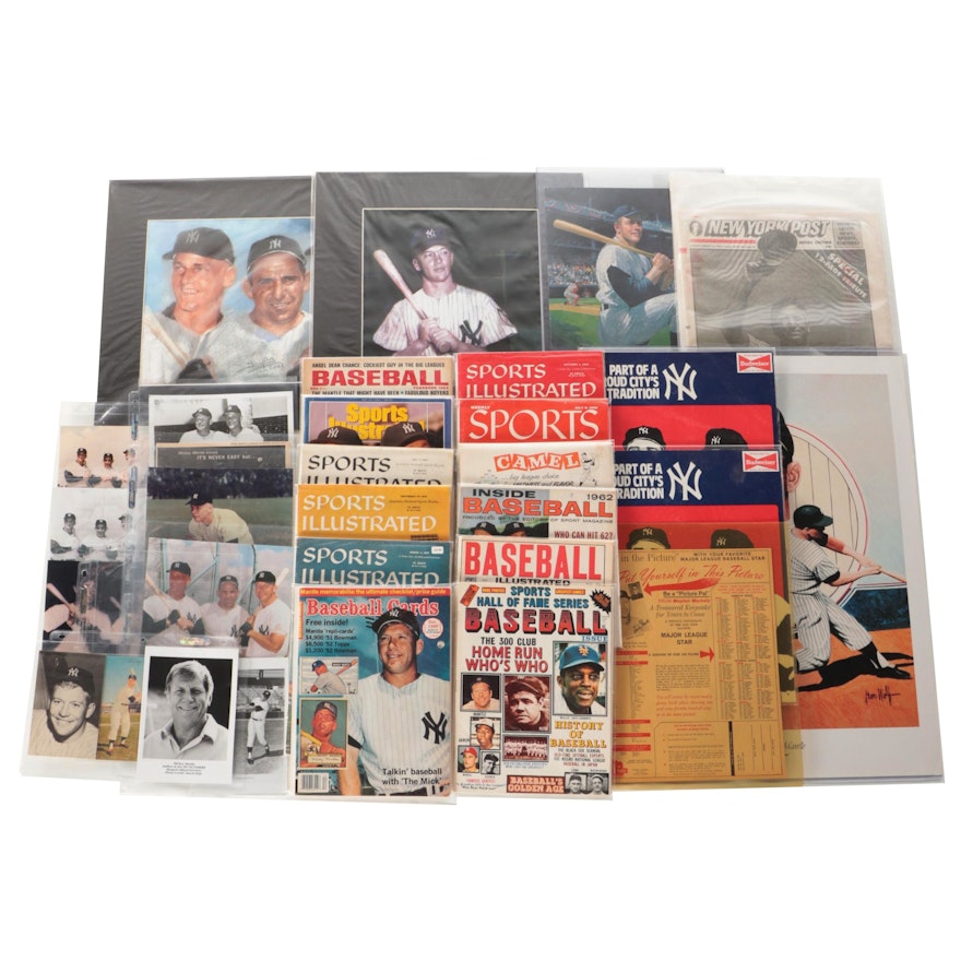 Mickey Mantle Photographs, Artwork, Poster, Cards, Magazines, Yearbook, More