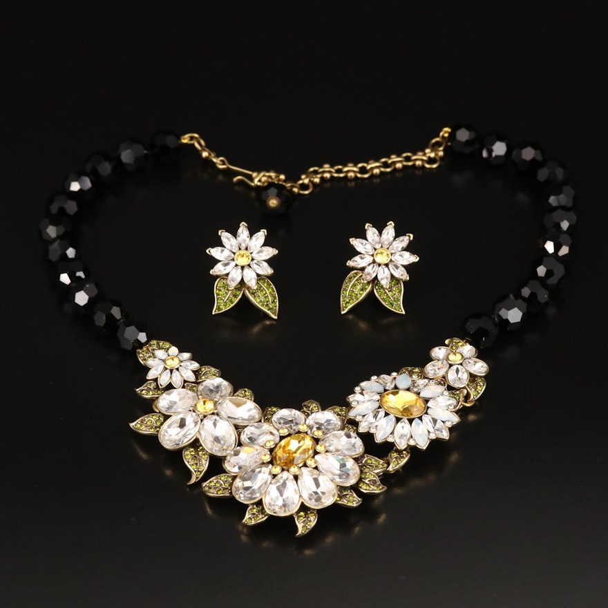 Heidi Daus "Glorious Garden" Crystal Necklace and Earring Set