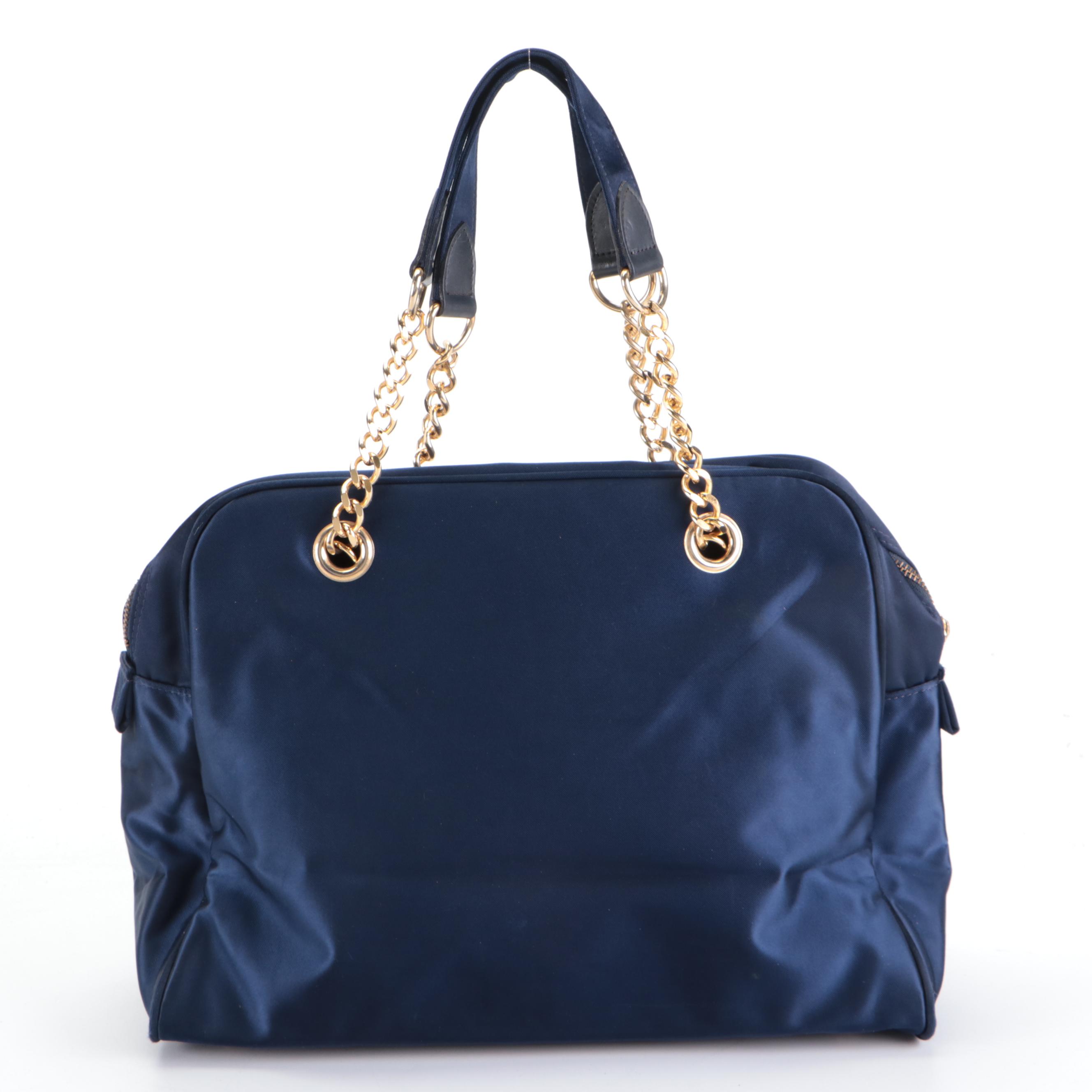 Valentino Garavani Sport Domed Handbag in Blue with Chain Link Straps