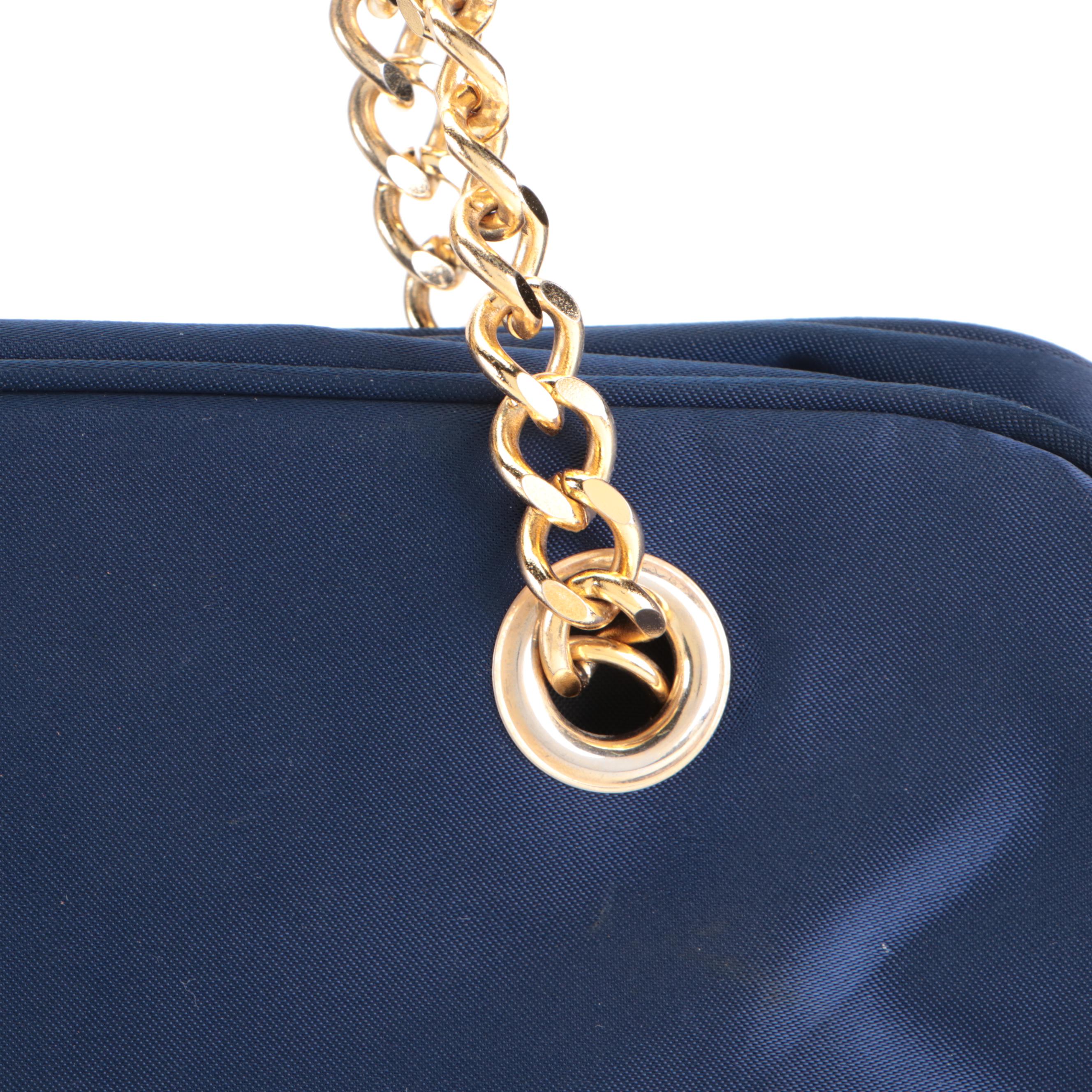 Valentino Garavani Sport Domed Handbag in Blue with Chain Link Straps