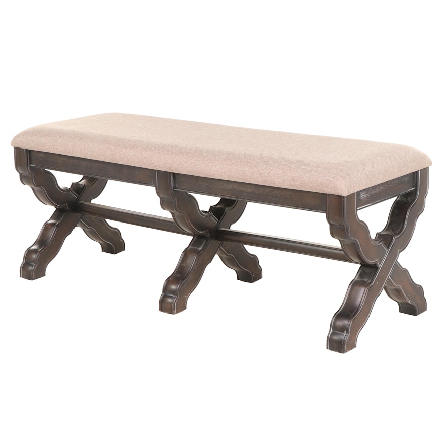 Bassett Furniture Custom-Upholstered Hardwood X-Base Bench