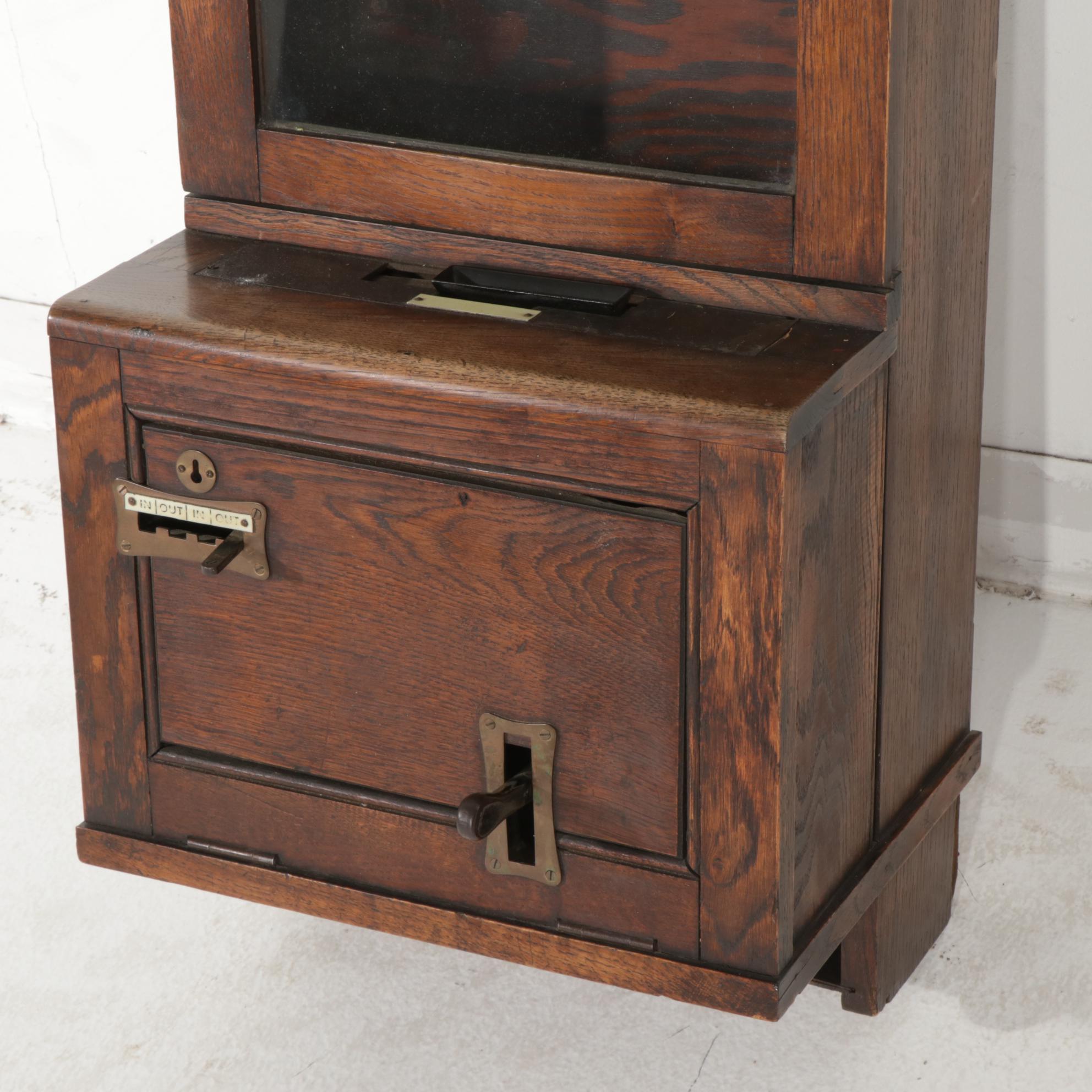 The Gledhill-Brook Time Recorders Ltd. Oak Cased Time Clock, Early 20th Century