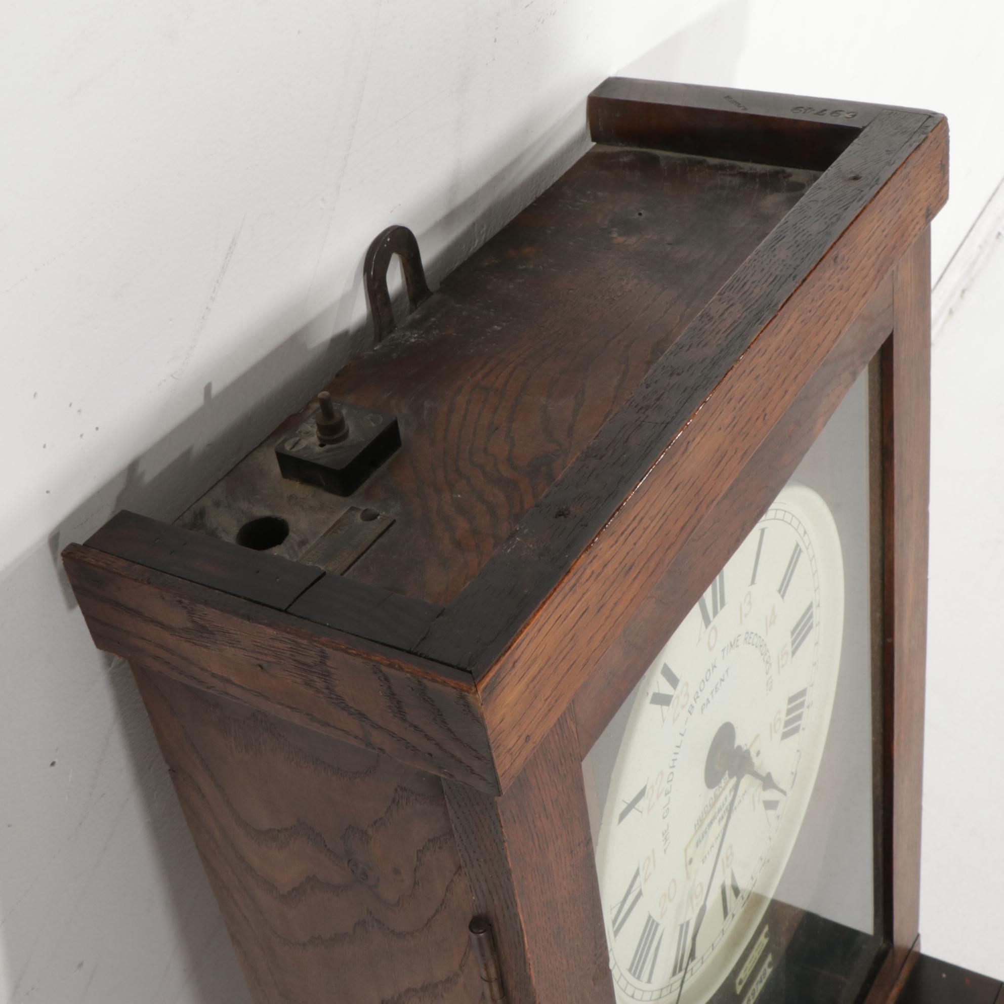 The Gledhill-Brook Time Recorders Ltd. Oak Cased Time Clock, Early 20th Century