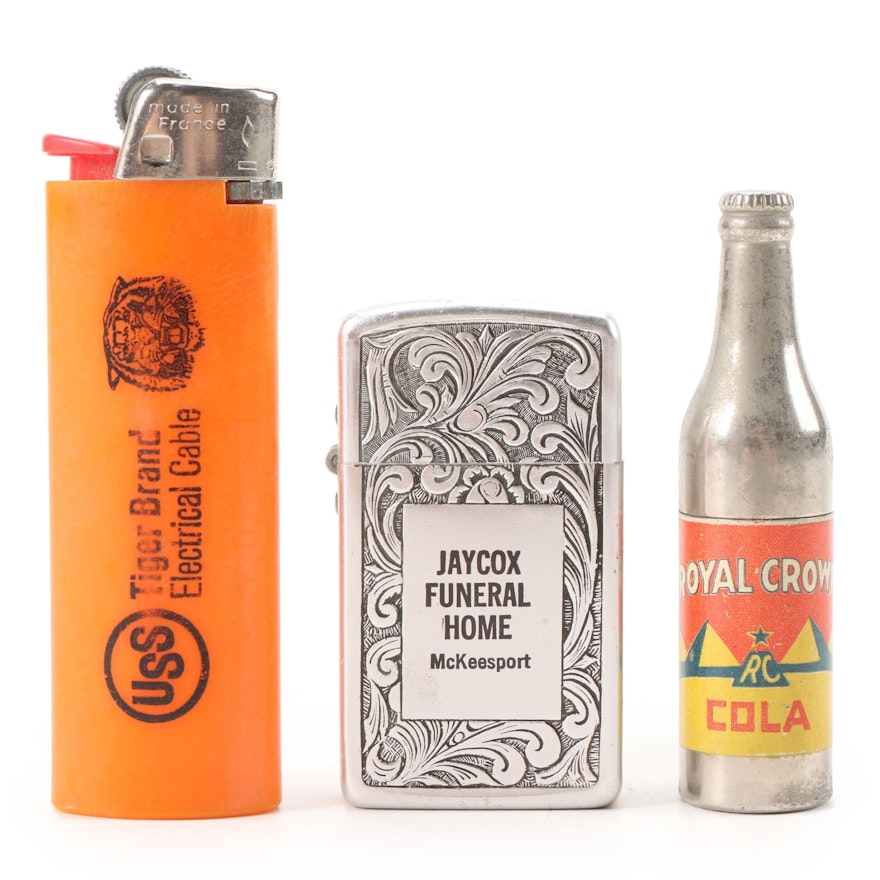 Royal Crown and Other Metal Advertising Lighters