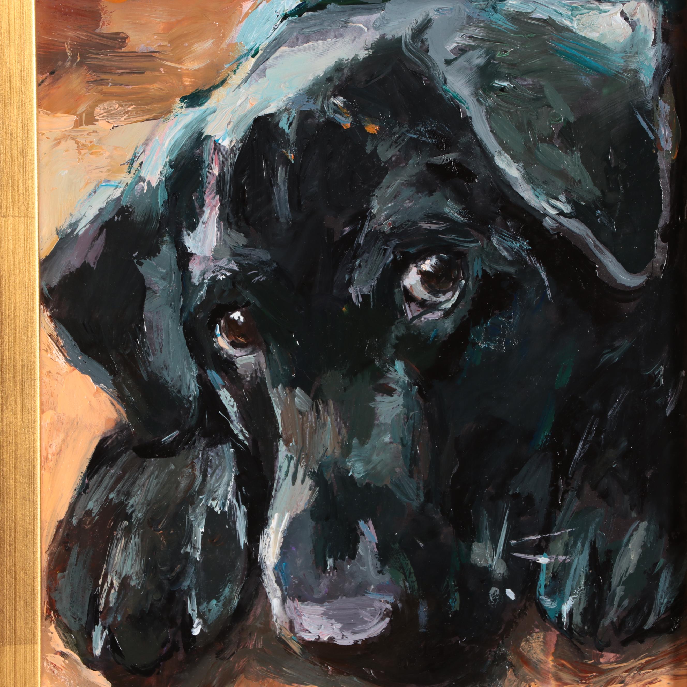Adam Deda Dog Oil Portrait "Black Labrador"