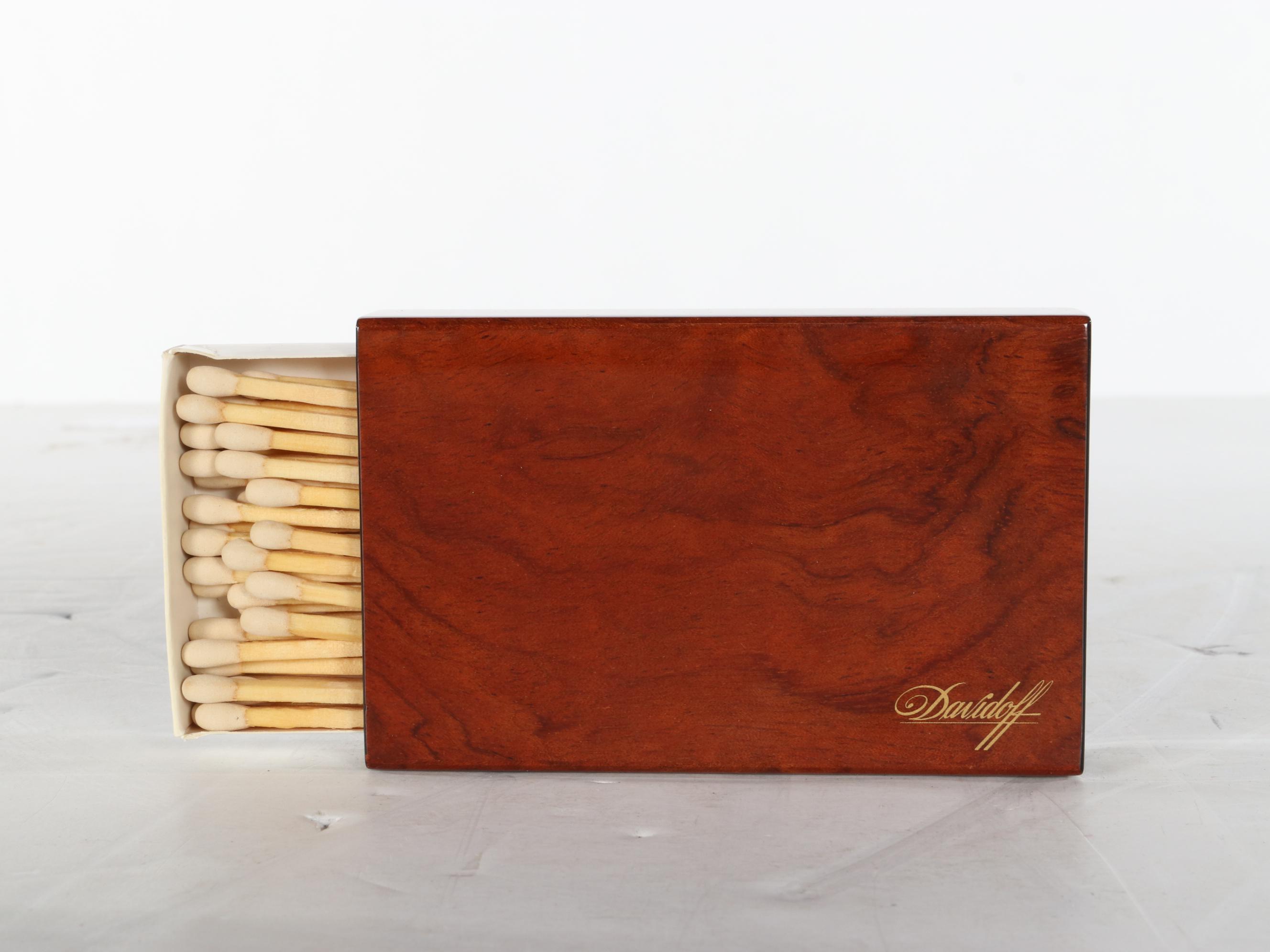 S.T. Dupont Ligne 2 Palladium and Red Lacquer Lighter, Davidoff Wooden Matchbox