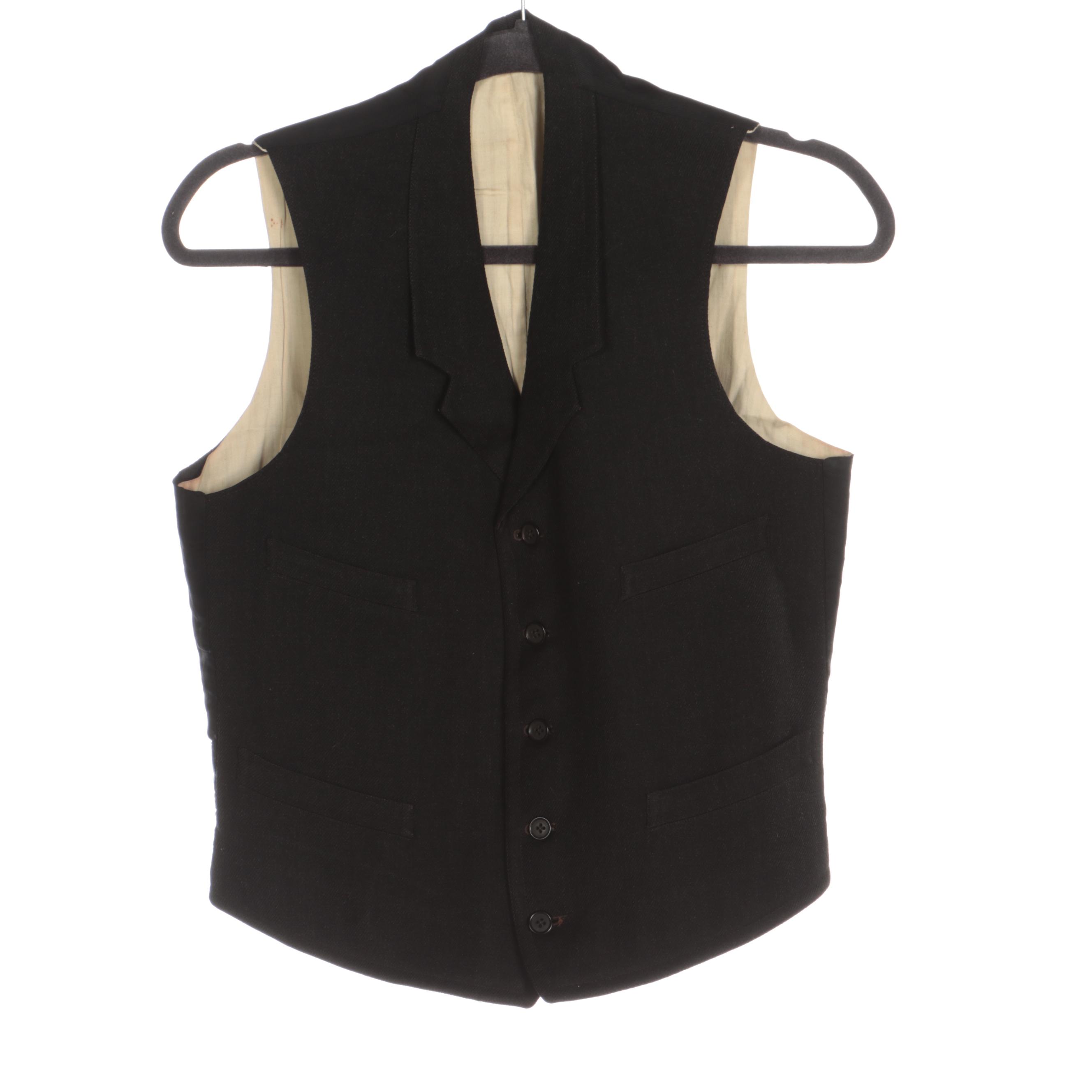 Men's Clerical and Other Black Wool Adjustable Waistcoats