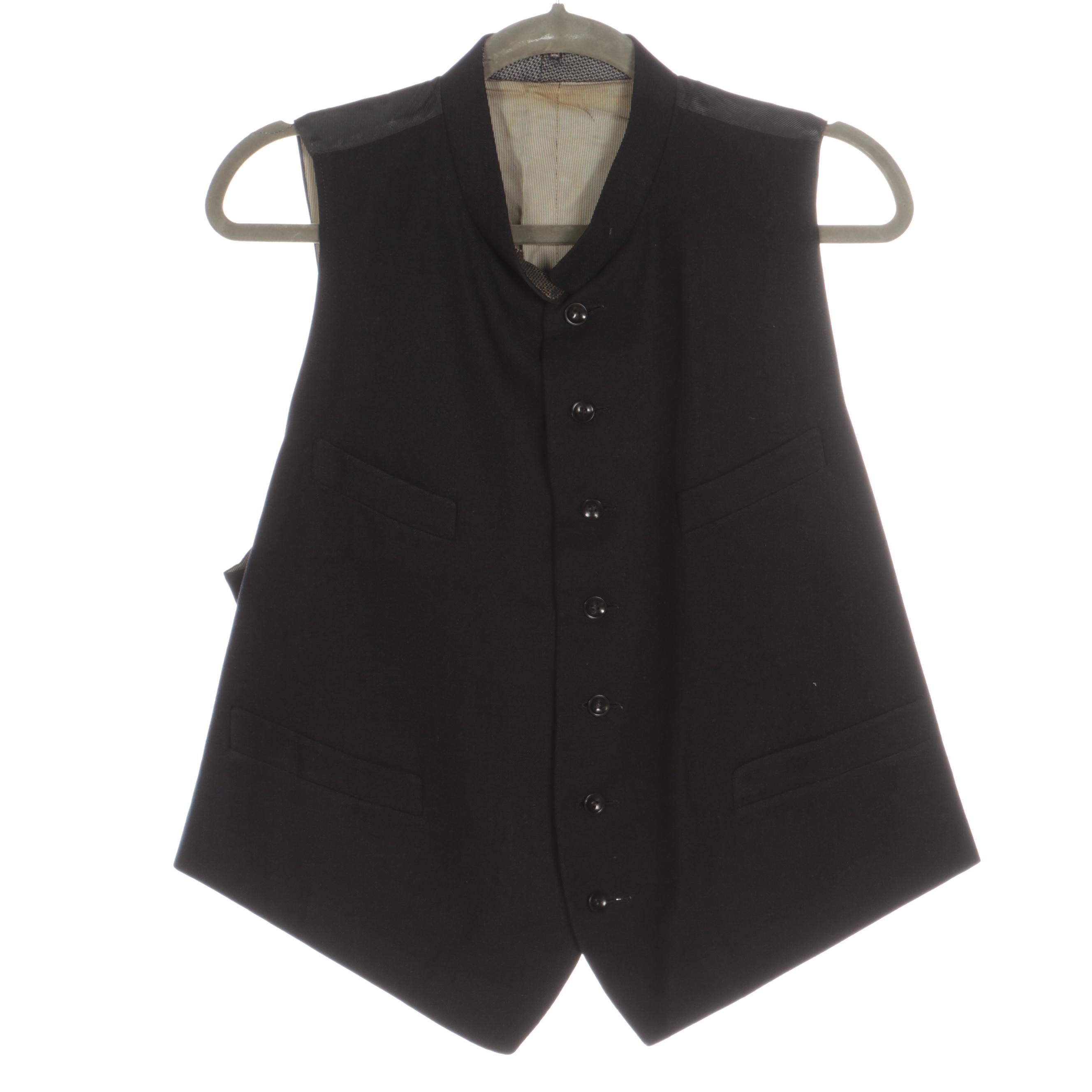 Men's Clerical and Other Black Wool Adjustable Waistcoats