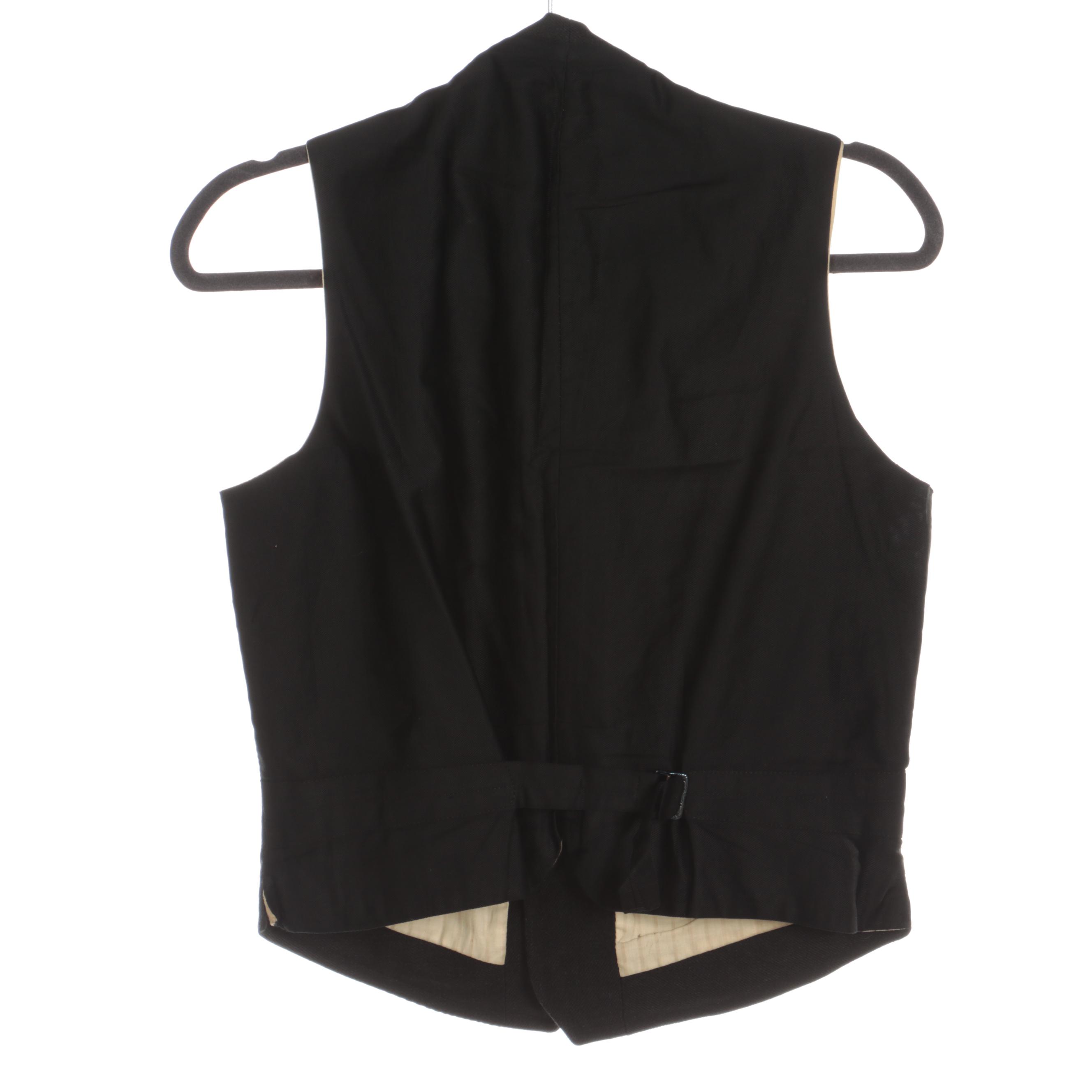 Men's Clerical and Other Black Wool Adjustable Waistcoats
