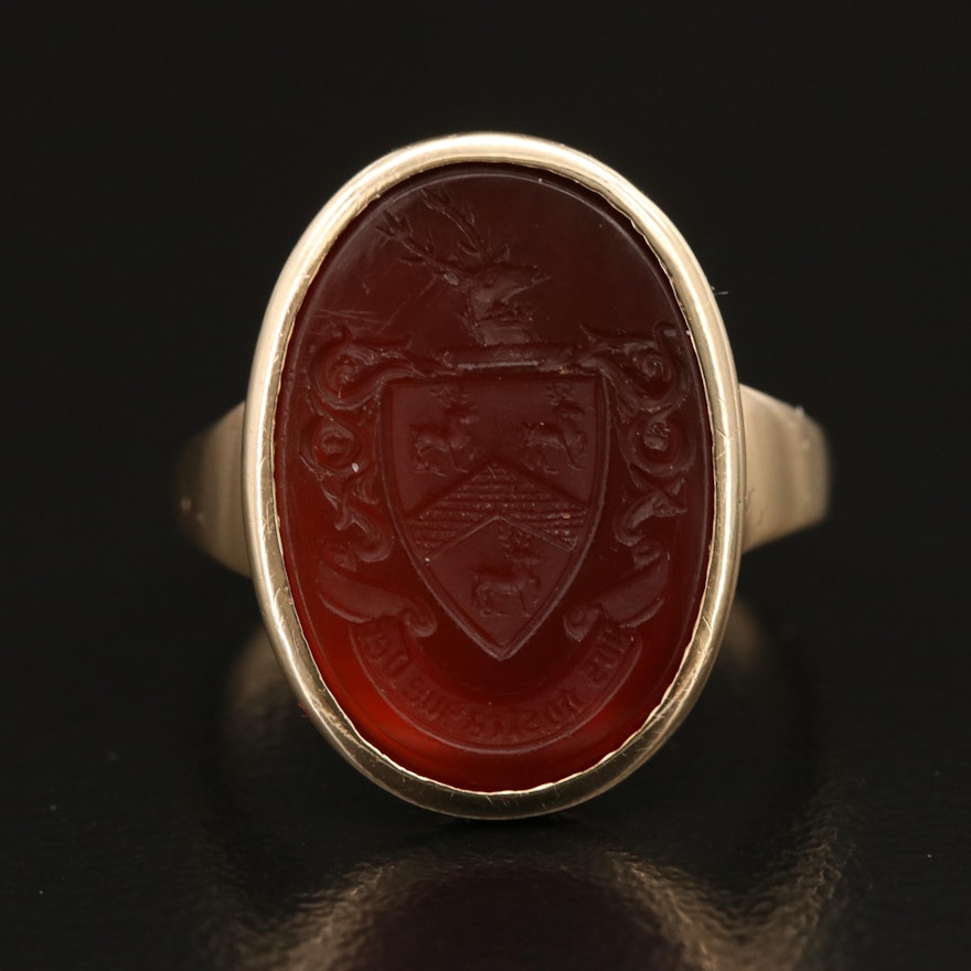 Vintage 14K Carnelian Intaglio Ring